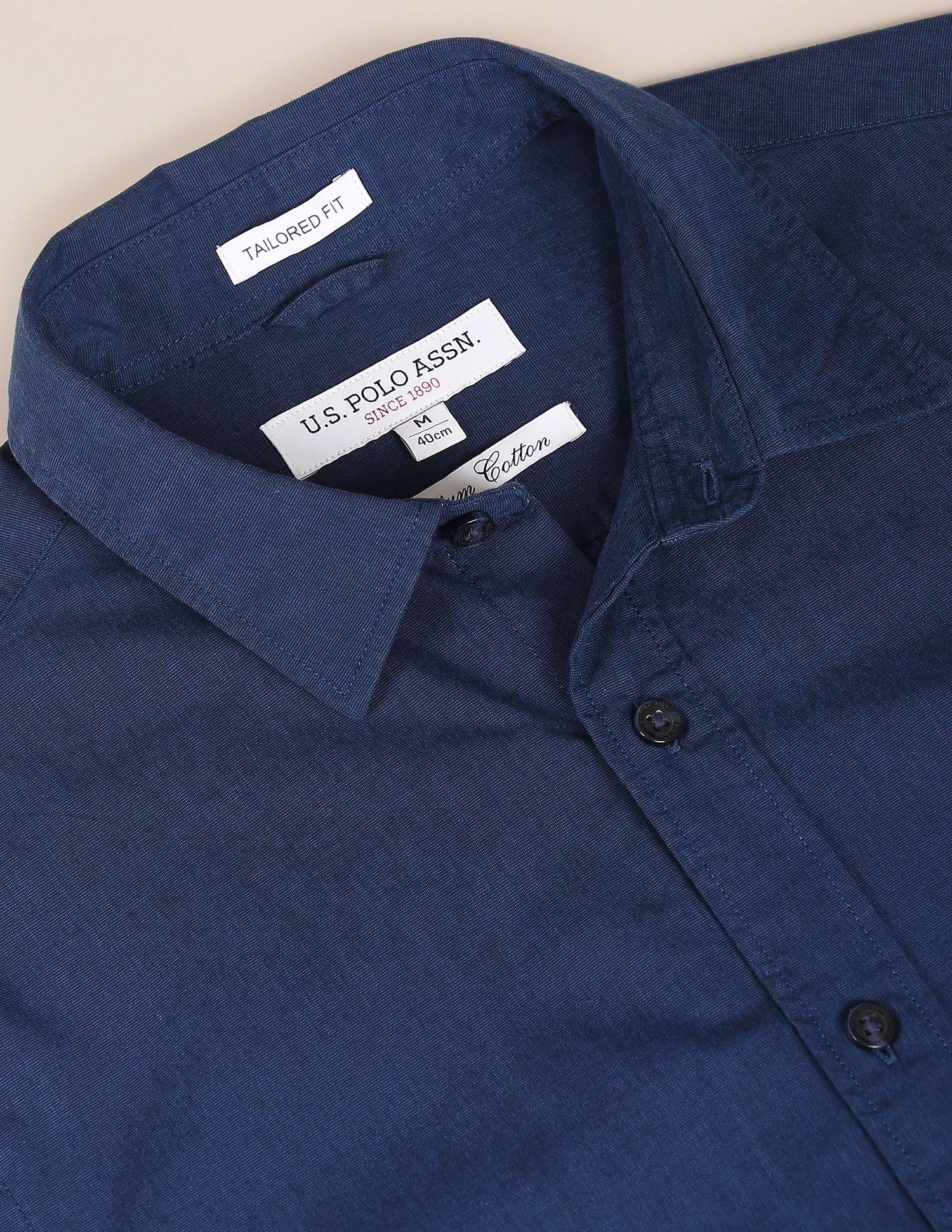 Solid Tailored Fit Shirt Navy - U.S. Polo Assn. India | Large