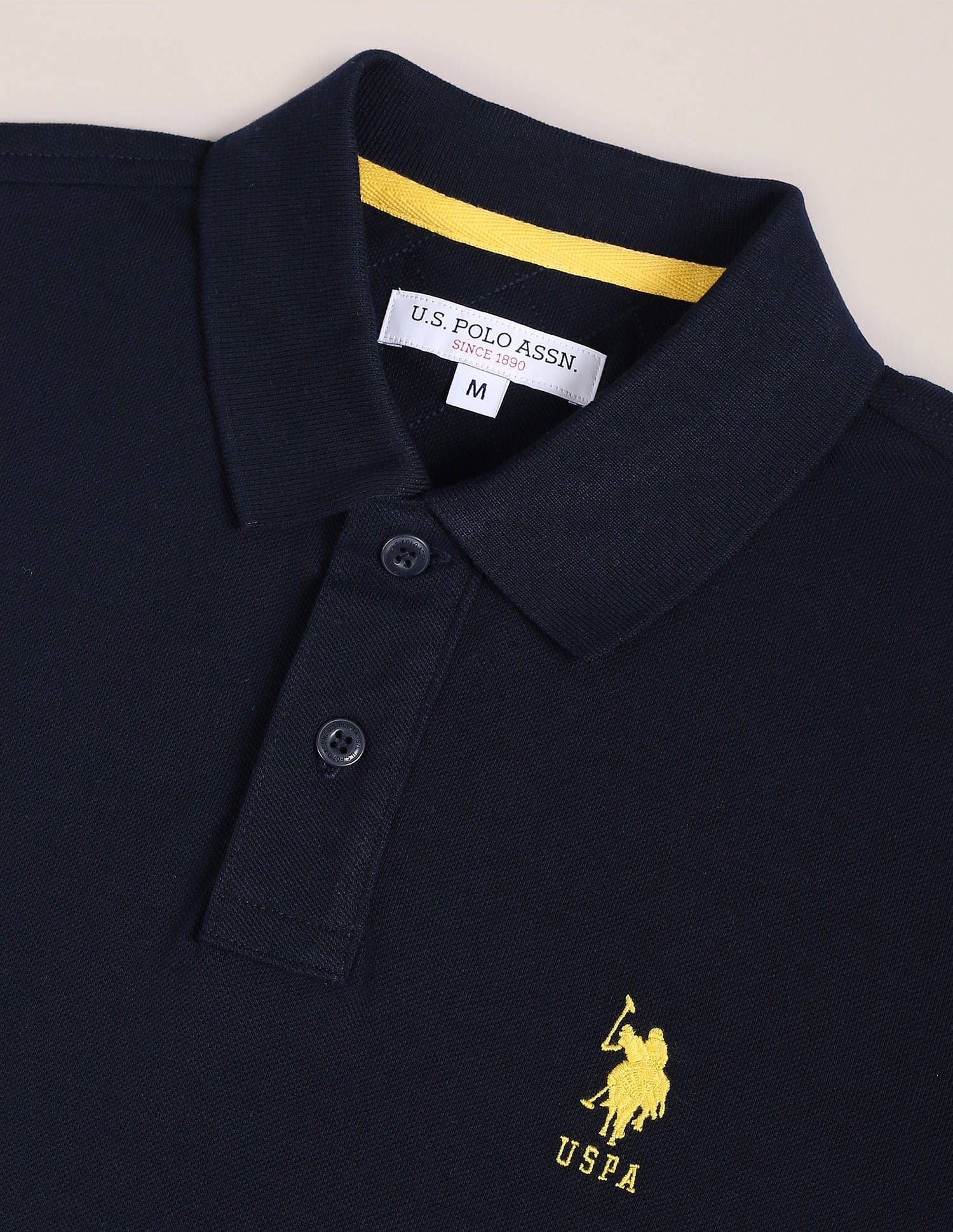 Colour Blocked Cotton Polo Shirt Navy - U.S. Polo Assn. India | Large