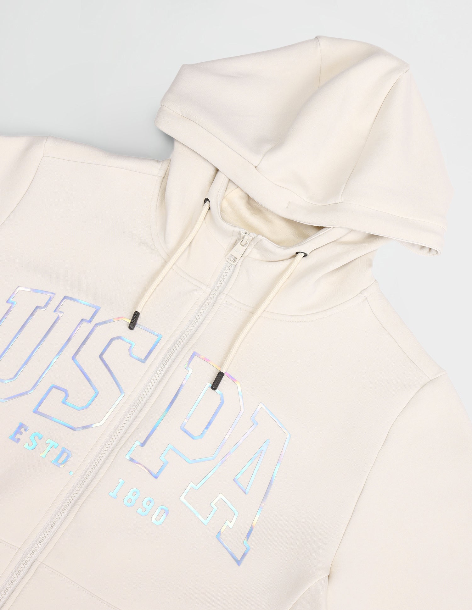 Brand Printed Hooded Sweatshirt Ivory - U.S. POLO ASSN. | Large