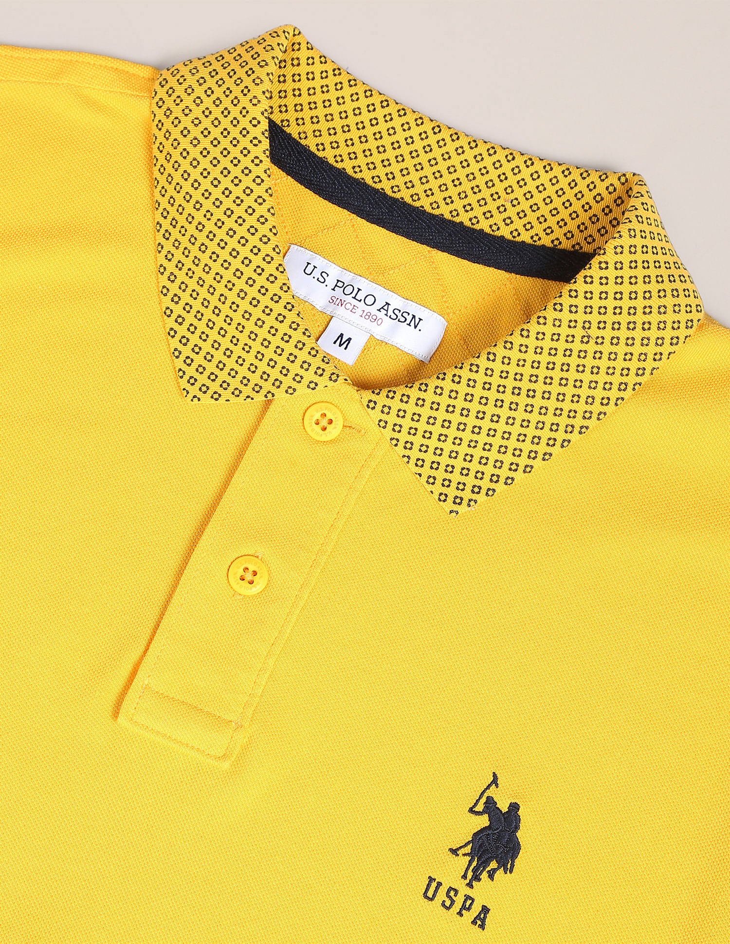 Solid Cotton Polo Shirt Yellow - U.S. Polo Assn. India | Large