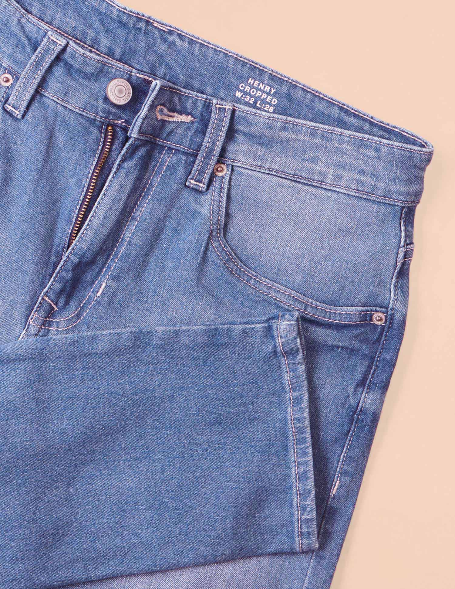 Henry Tapered Cropped Fit Blue Jeans Blue - U.S. POLO ASSN. | Large