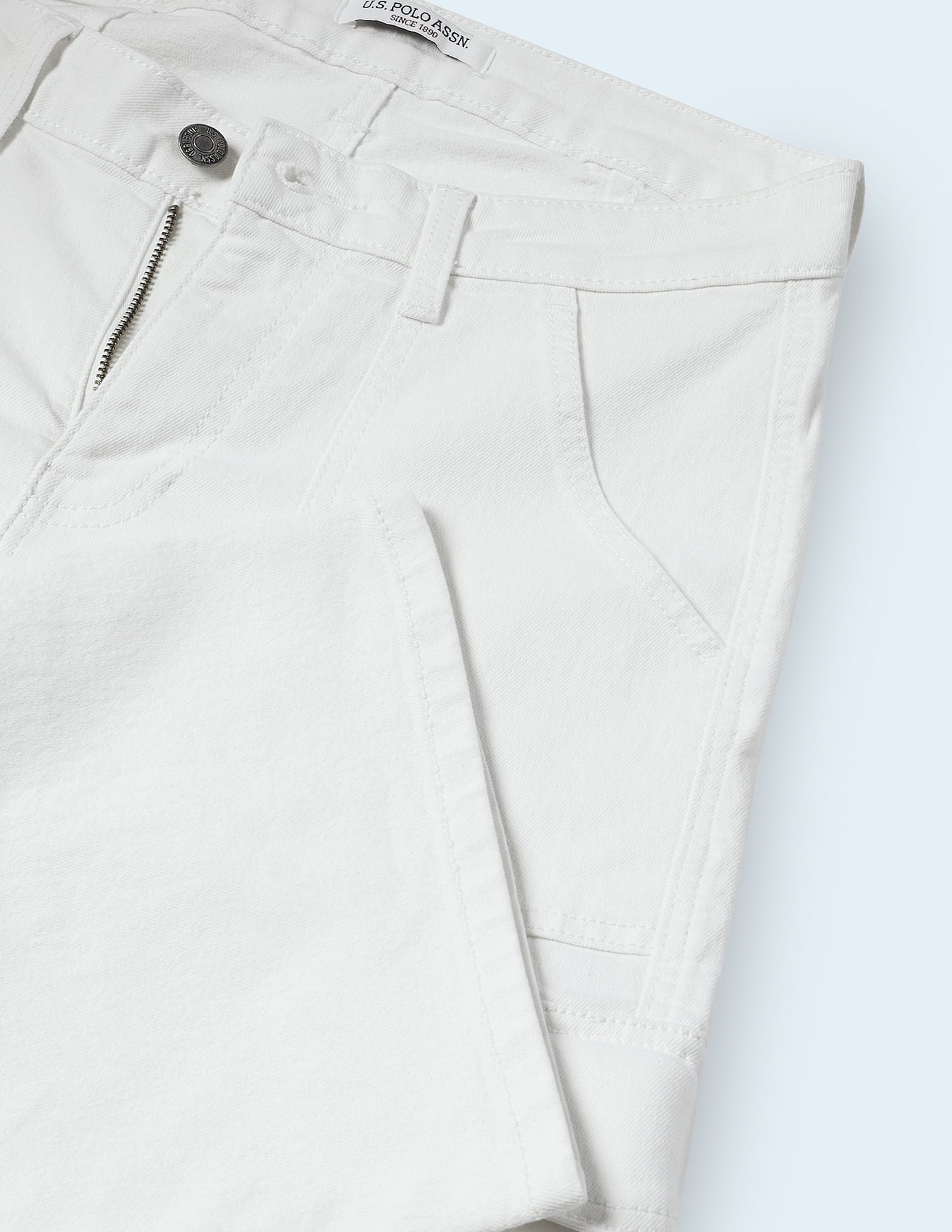 Wide Leg Cargo Fit White Jeans White - U.S. Polo Assn. India | Large