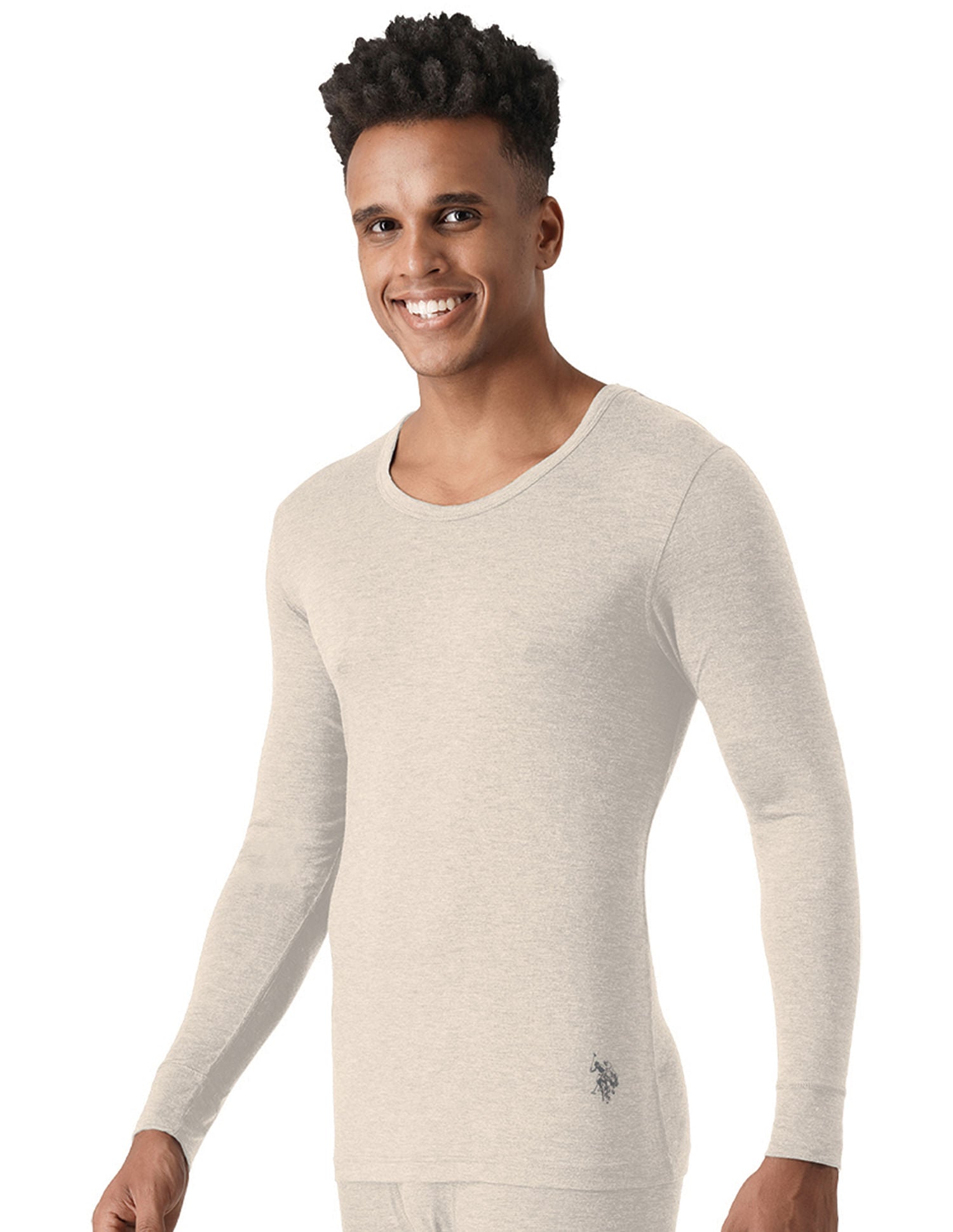 Slim Fit Heathered I755 Thermal T-Shirt - Pack Of 1 Ecru - U.S. POLO ASSN. | Large