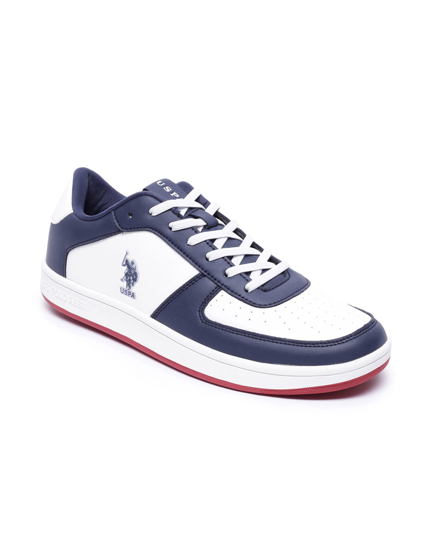 Colour Block Perforated Rein Sneakers Dark Blue and White - U.S. Polo Assn. India | Large