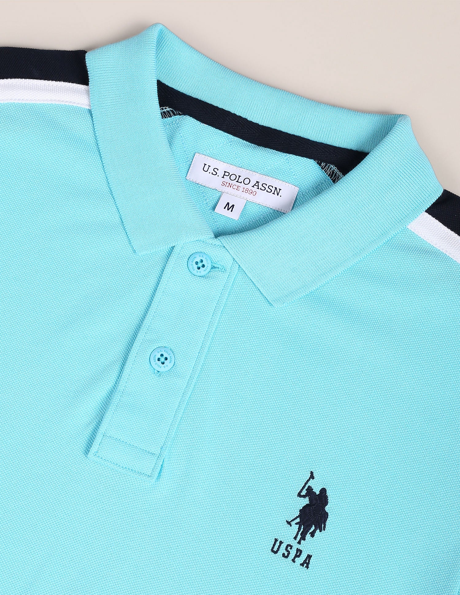Colour Block Slim Fit Polo Shirt Turquoise - U.S. Polo Assn. India | Large