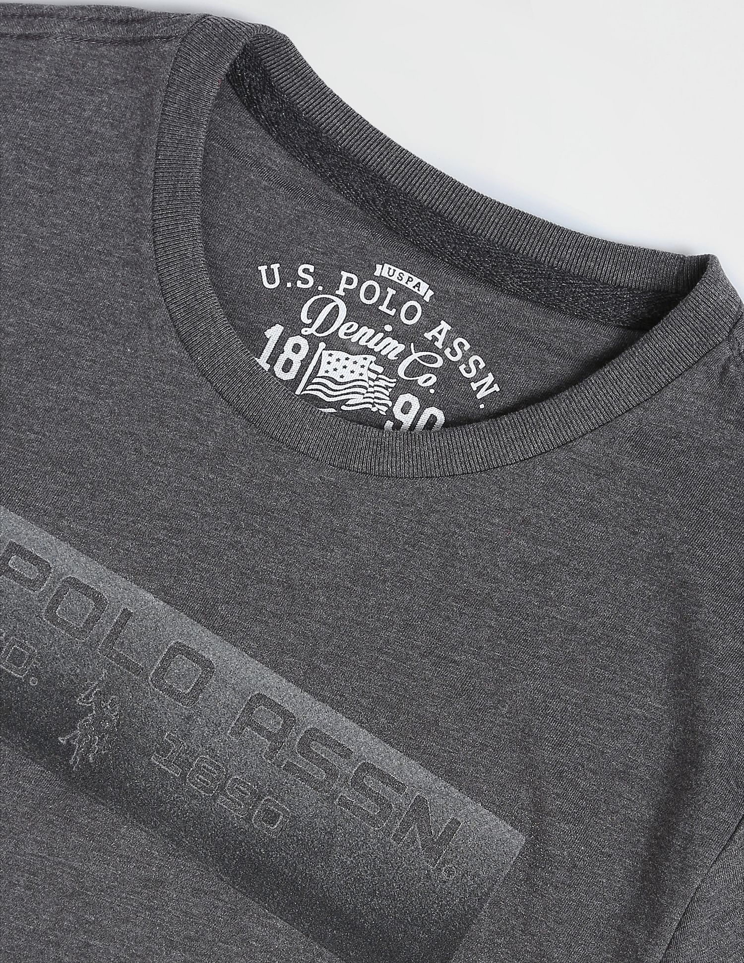 Crew Neck Brand Print T-Shirt Charcoal - U.S. POLO ASSN. | Large