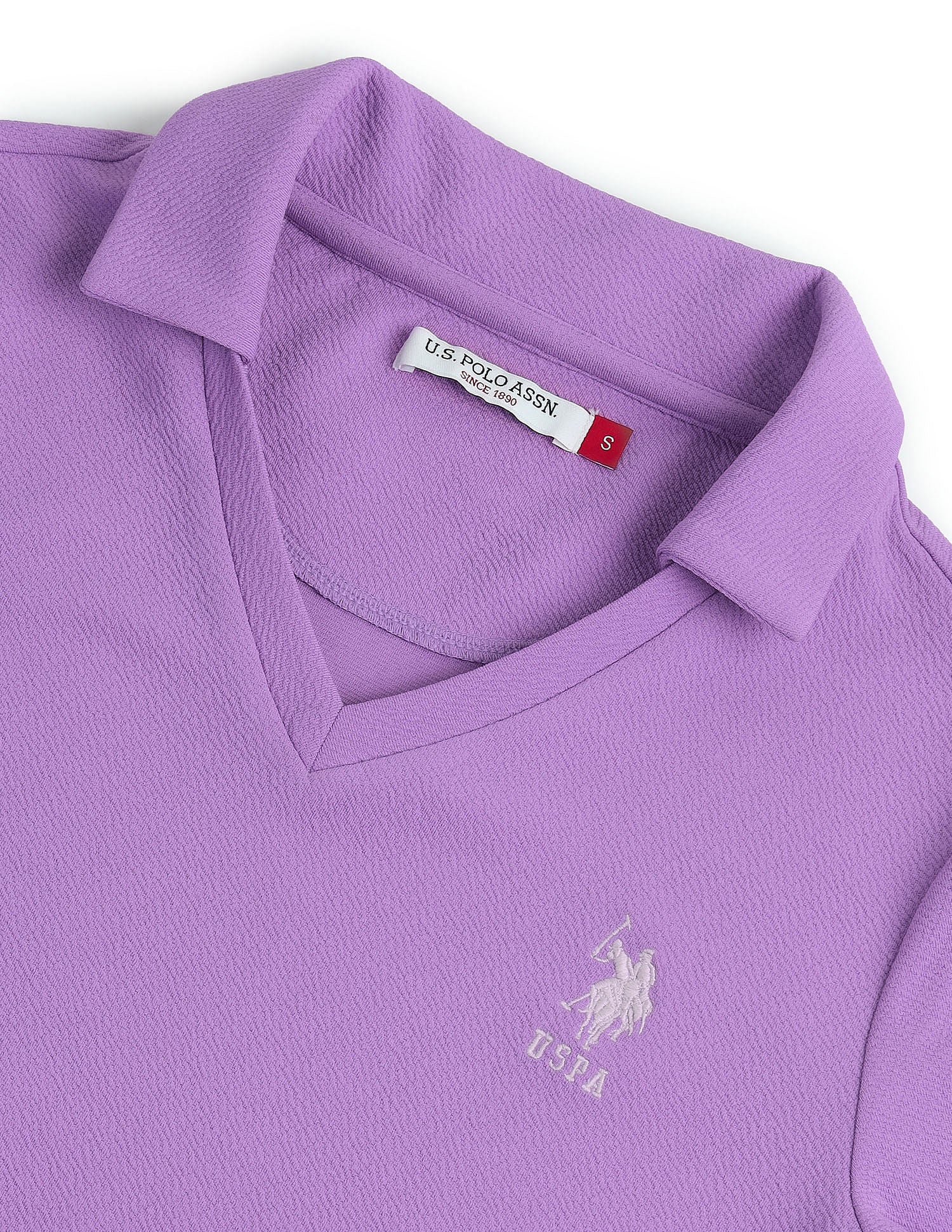 Open Placket Textured Polo Shirt Lavender - U.S. Polo Assn. India | Large
