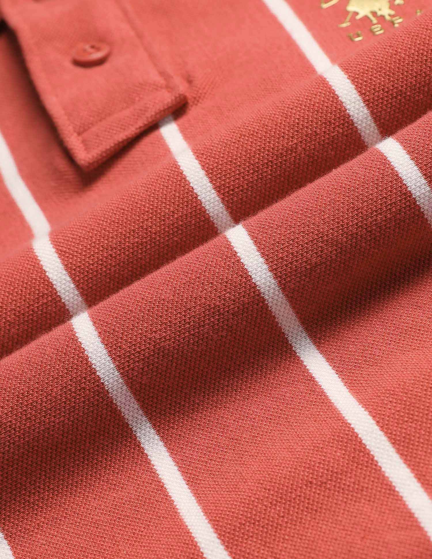 Boys Regular Fit Vertical Striped Polo Shirt Red - U.S. POLO ASSN. | Large