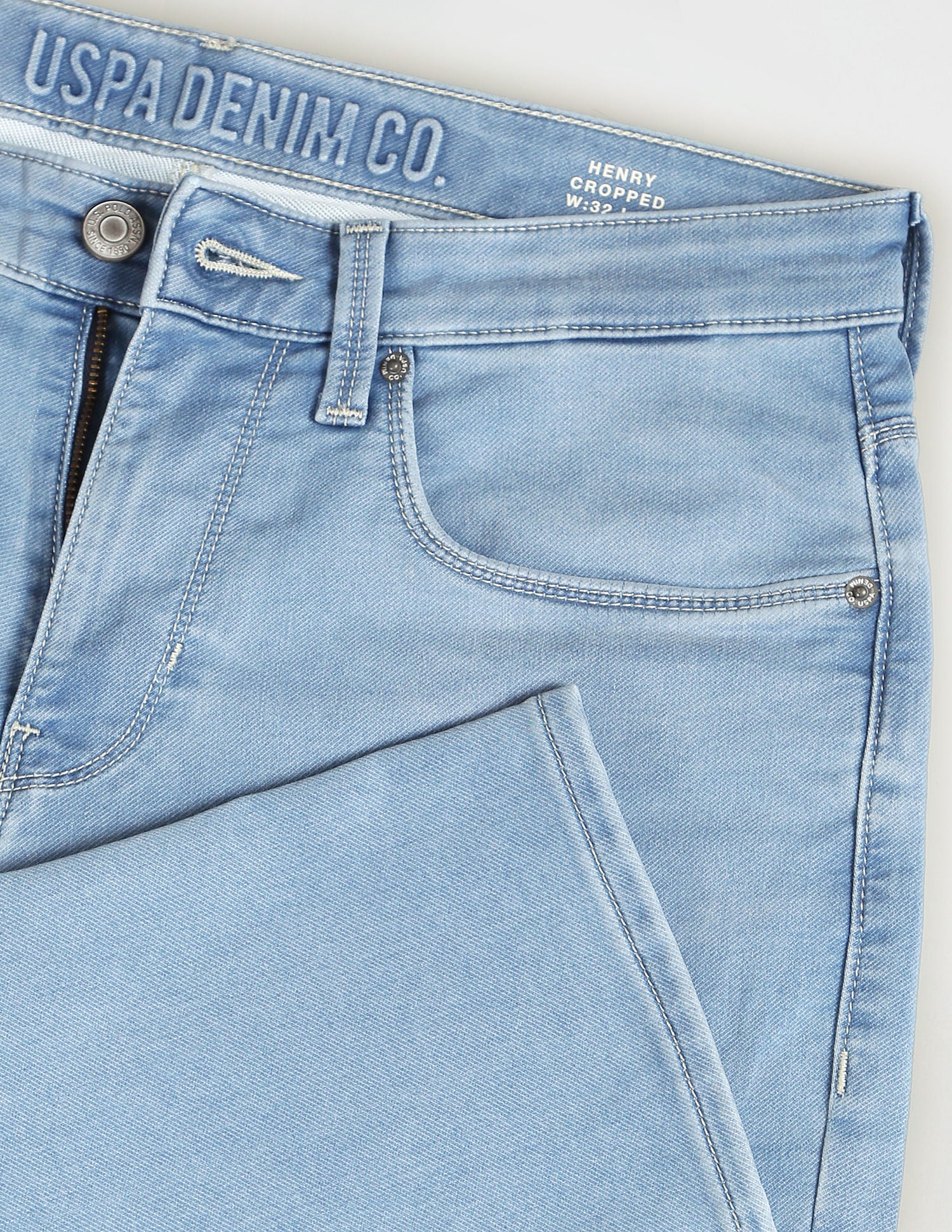 Stone Wash Henry Cropped Jeans Blue - U.S. POLO ASSN. | Large