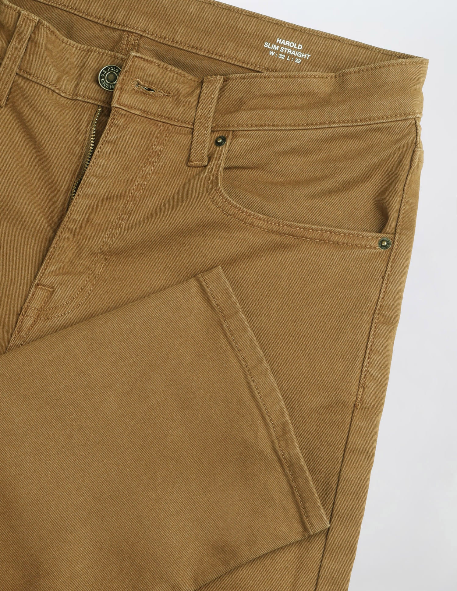 Solid Slim Straight Fit Jeans Beige - U.S. Polo Assn. India | Large