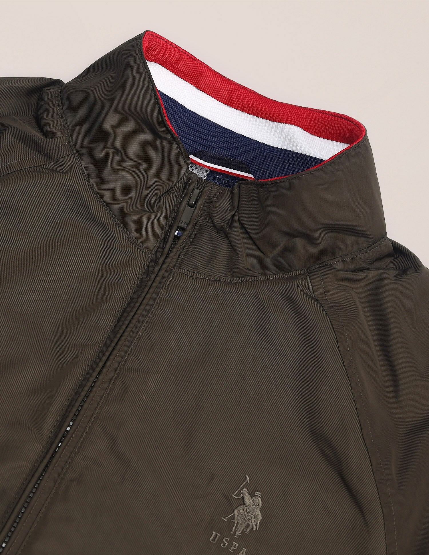 Solid Regular Fit Jacket Sap Olive - U.S. POLO ASSN. | Large