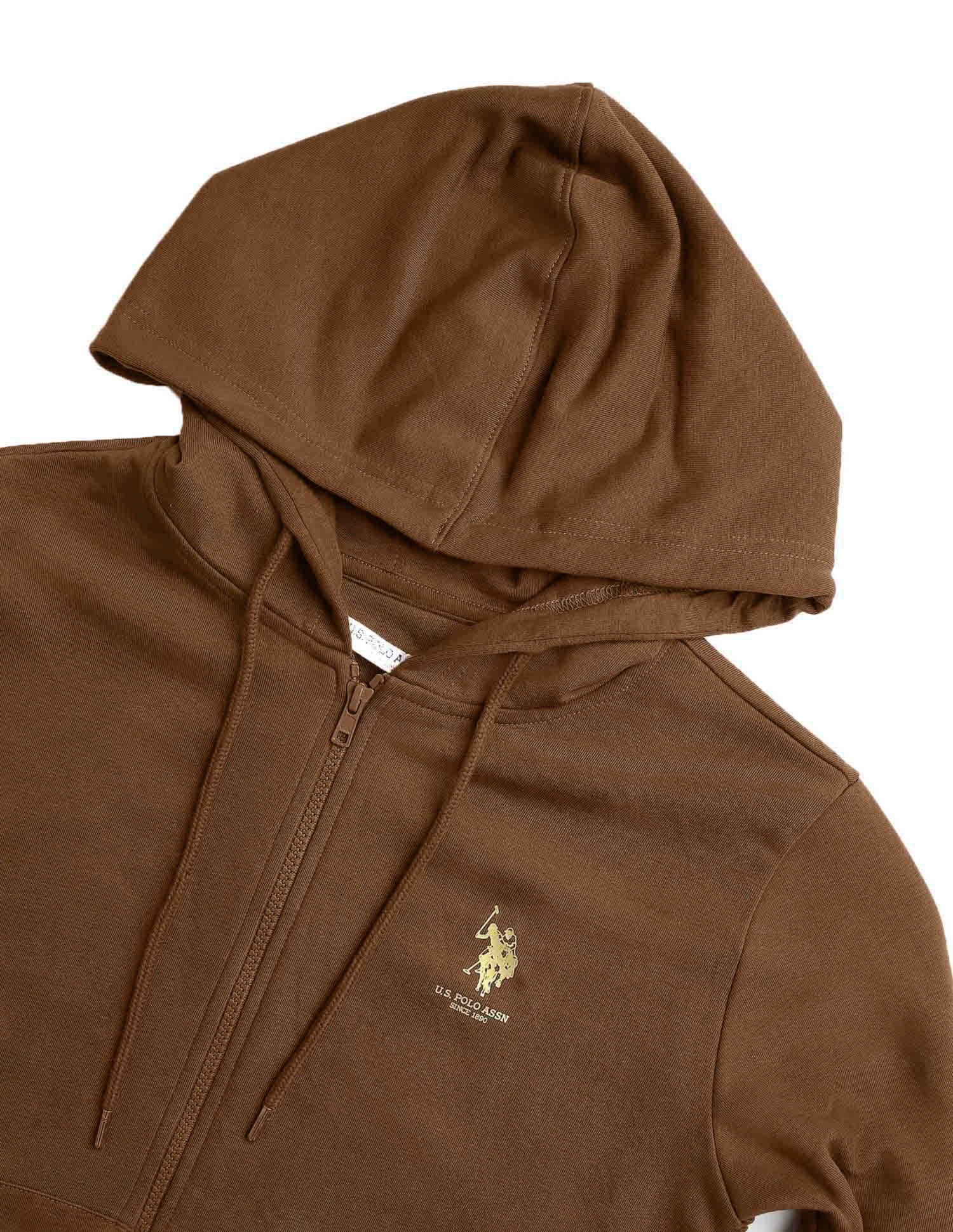 Solid Regular Fit Hooded Sweater Brown - U.S. POLO ASSN. | Large