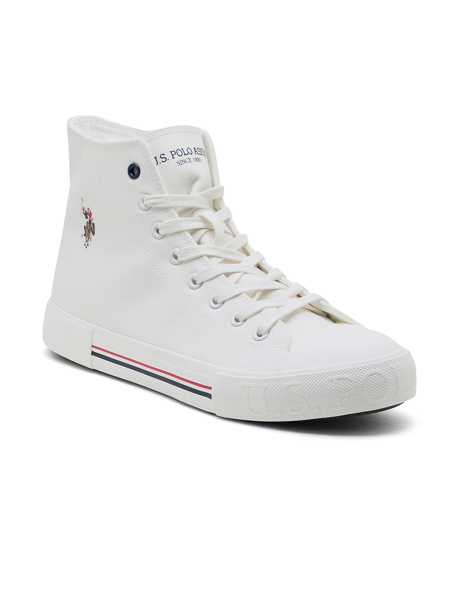 Men Vlair 2.0 Canvas Mid Top Casual Shoes Off White - U.S. Polo Assn. India | Large