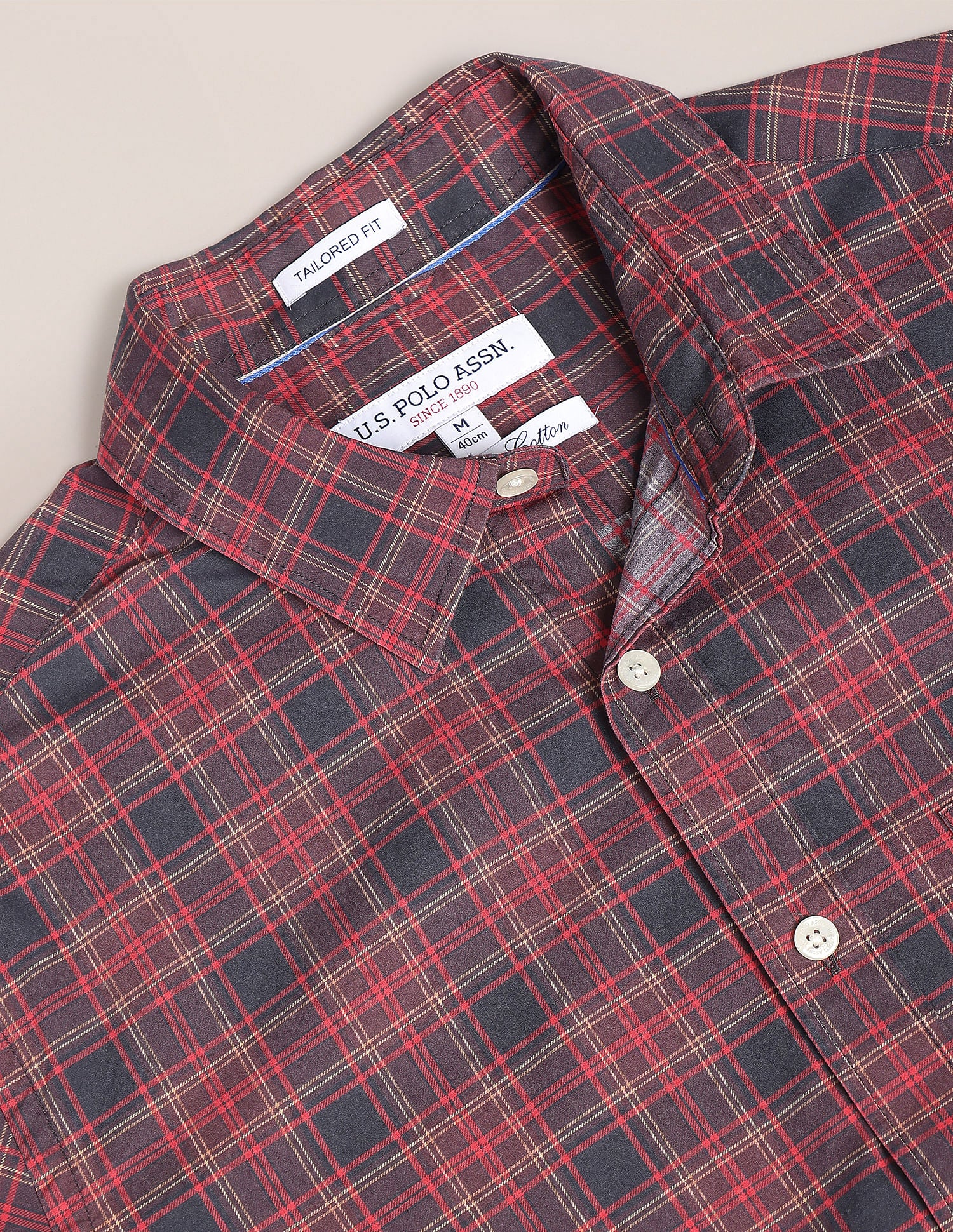 Tartan Check Cotton Shirt Brown - U.S. Polo Assn. India | Large