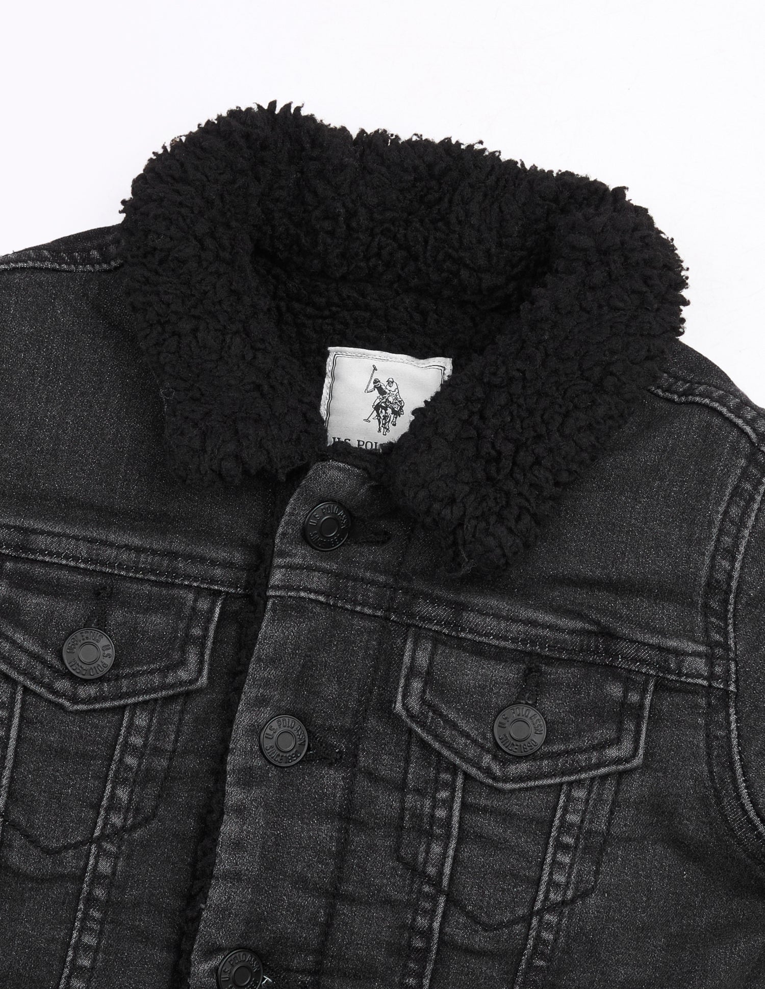 Solid Regular Fit Denim Jacket Black - U.S. Polo Assn. India | Large