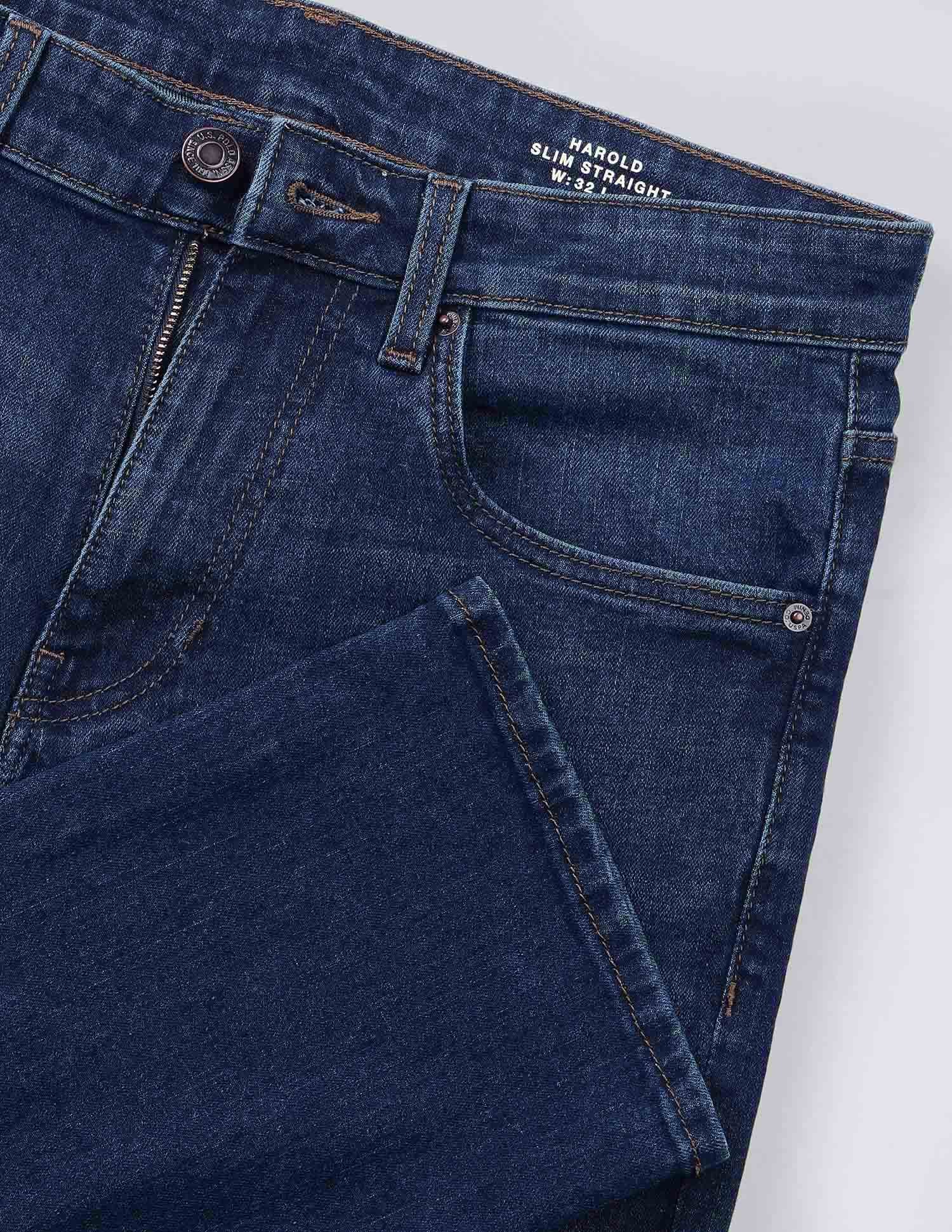 Harold Slim Straight Fit Blue Vintage Jeans Medium Wash - U.S. Polo Assn. India | Large