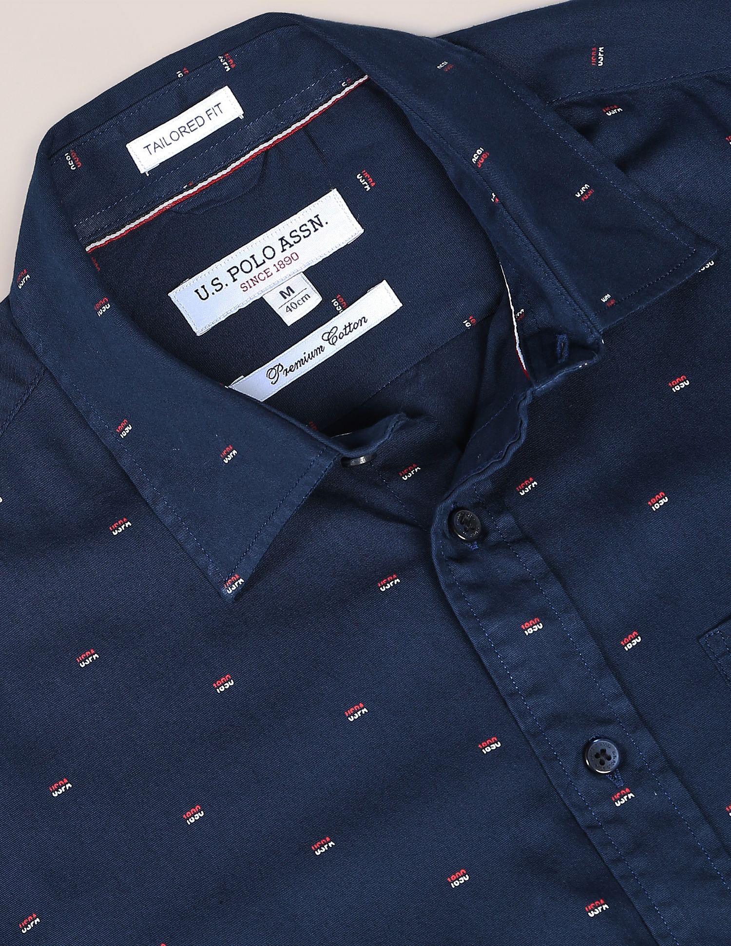 Brand Print Twill  Shirt Navy - U.S. Polo Assn. India | Large