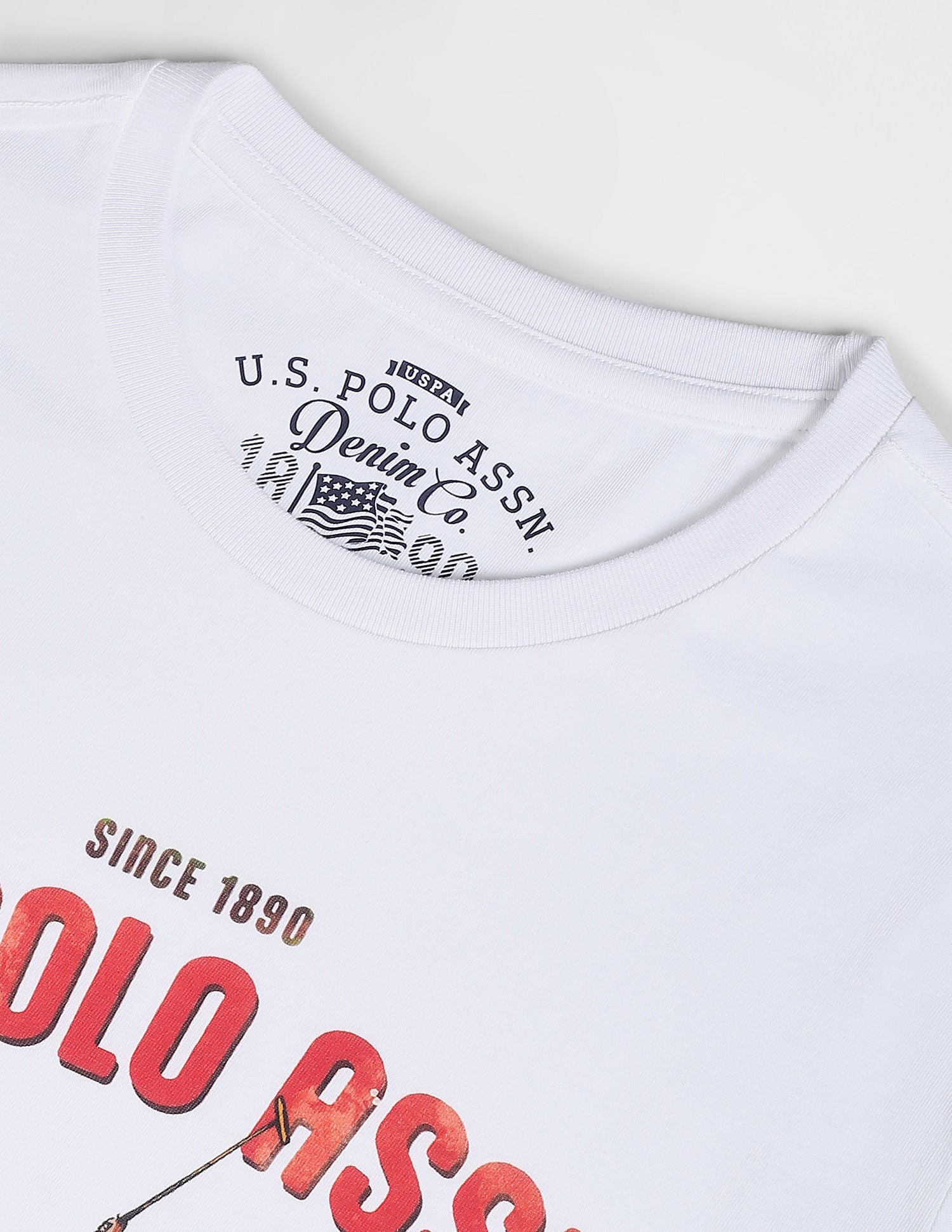 Bold Print Crew Neck T-Shirt White - U.S. POLO ASSN. | Large