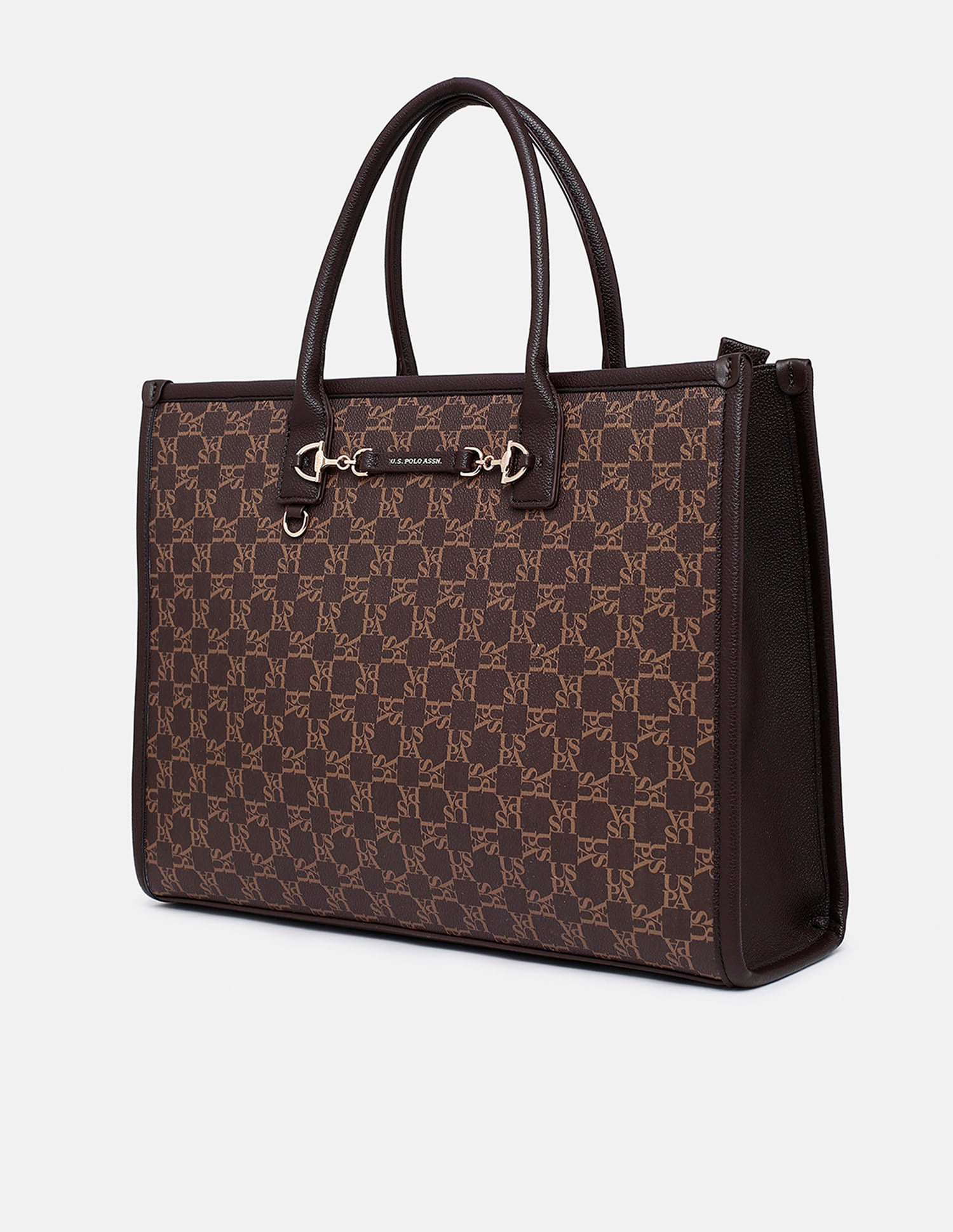 Cassie Monogram Tote Bag Brown - U.S. Polo Assn. India | Large