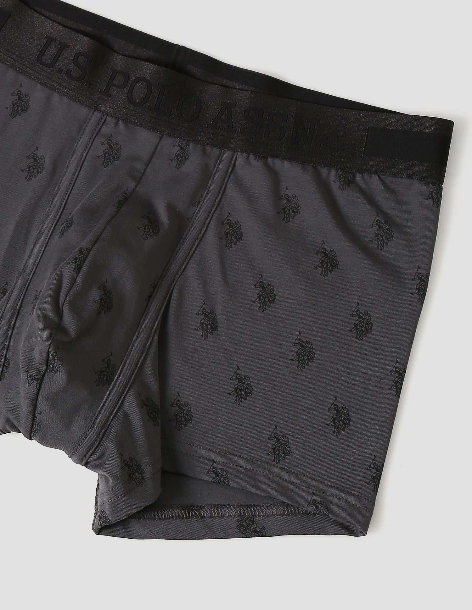 Mid Rise Brand Print PT002 Premium Trunks - Pack Of 1 Asphalt - U.S. POLO ASSN. | Large