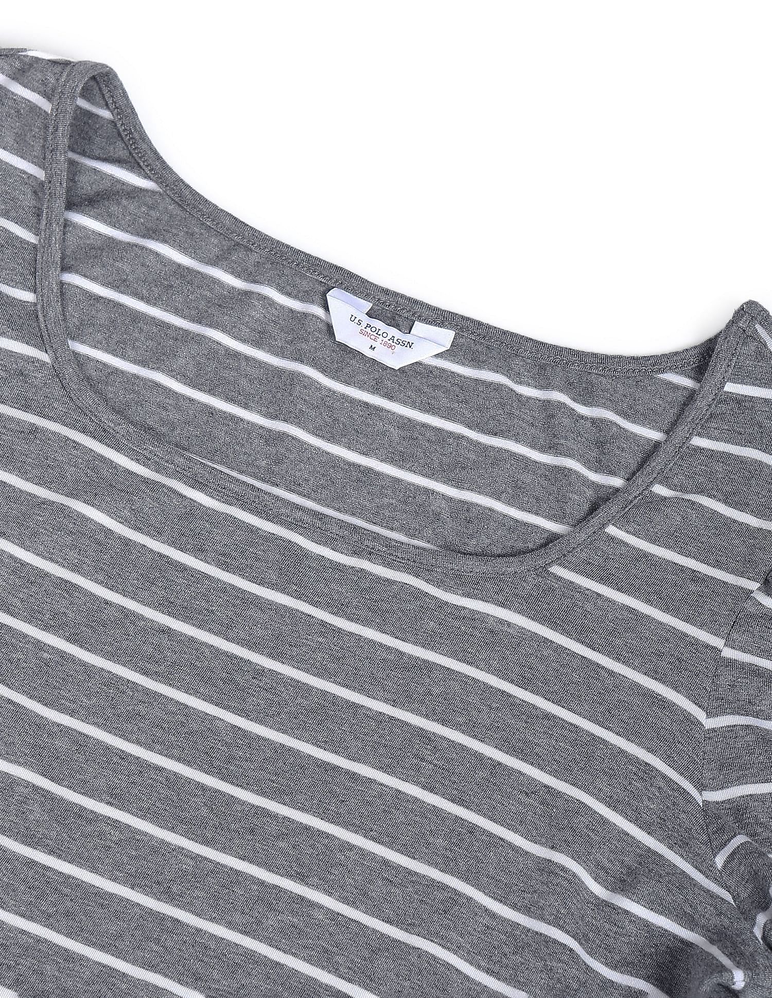 Puff Sleeve Scoop Neck Striped Top Grey - U.S. Polo Assn. India | Large