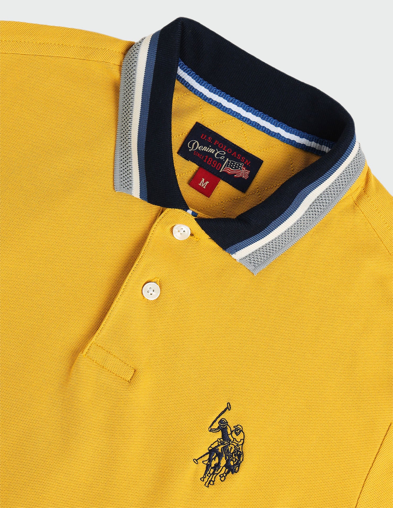 Muscle Fit Solid Polo Shirt Yellow - U.S. Polo Assn. India | Large