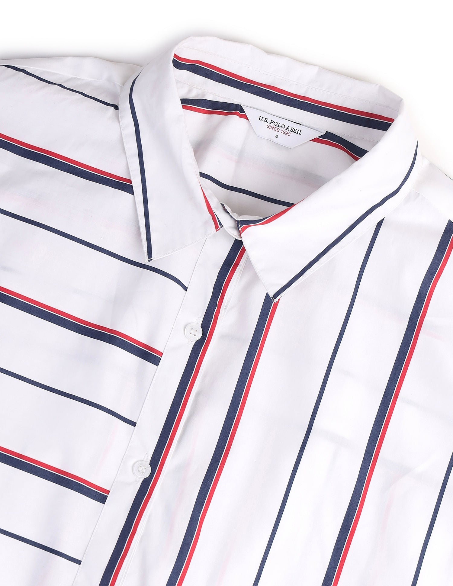 Rear Logo Multi Stripe Shirt White, Red and Blue - U.S. POLO ASSN. | Large