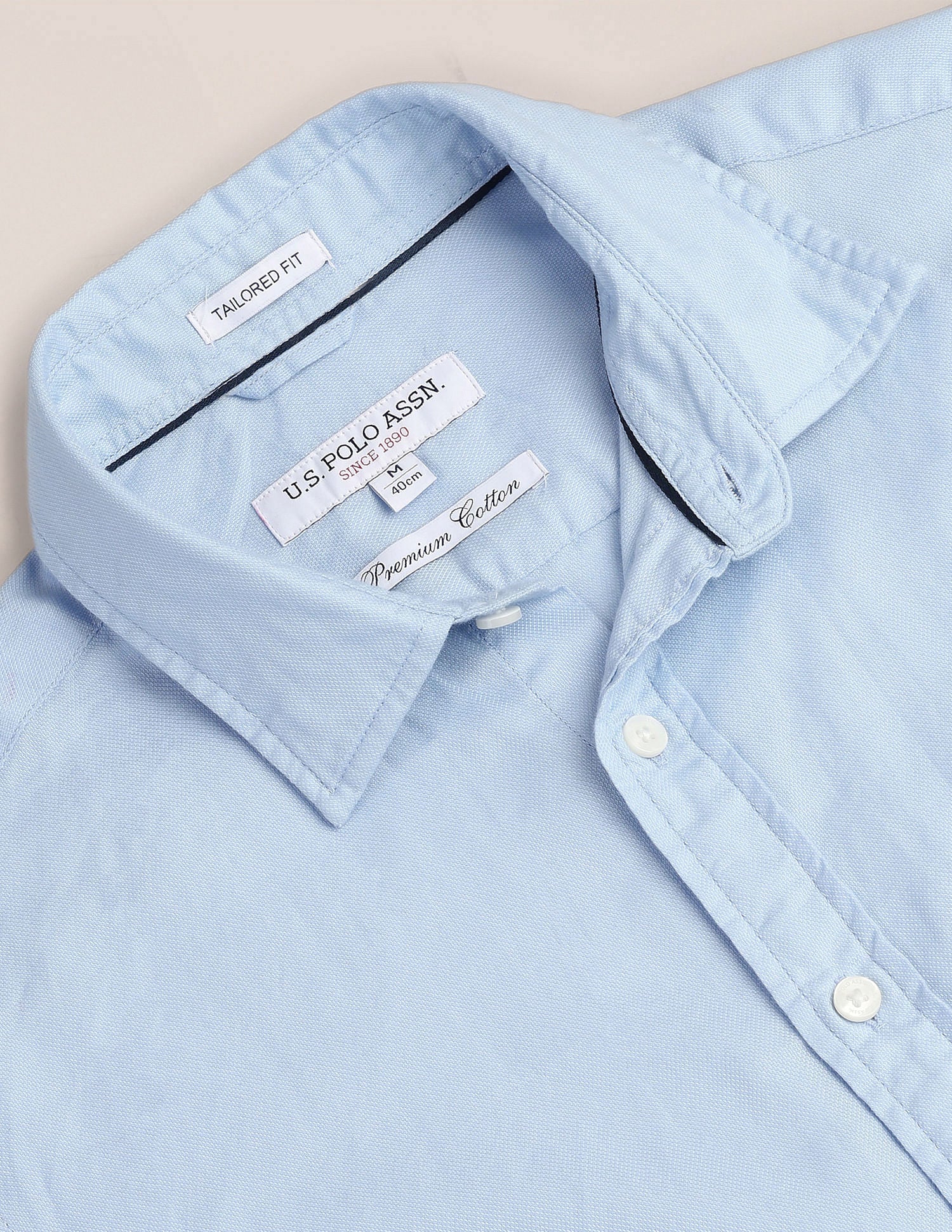Tailored Fit Pure Cotton Shirt Blue - U.S. Polo Assn. India | Large