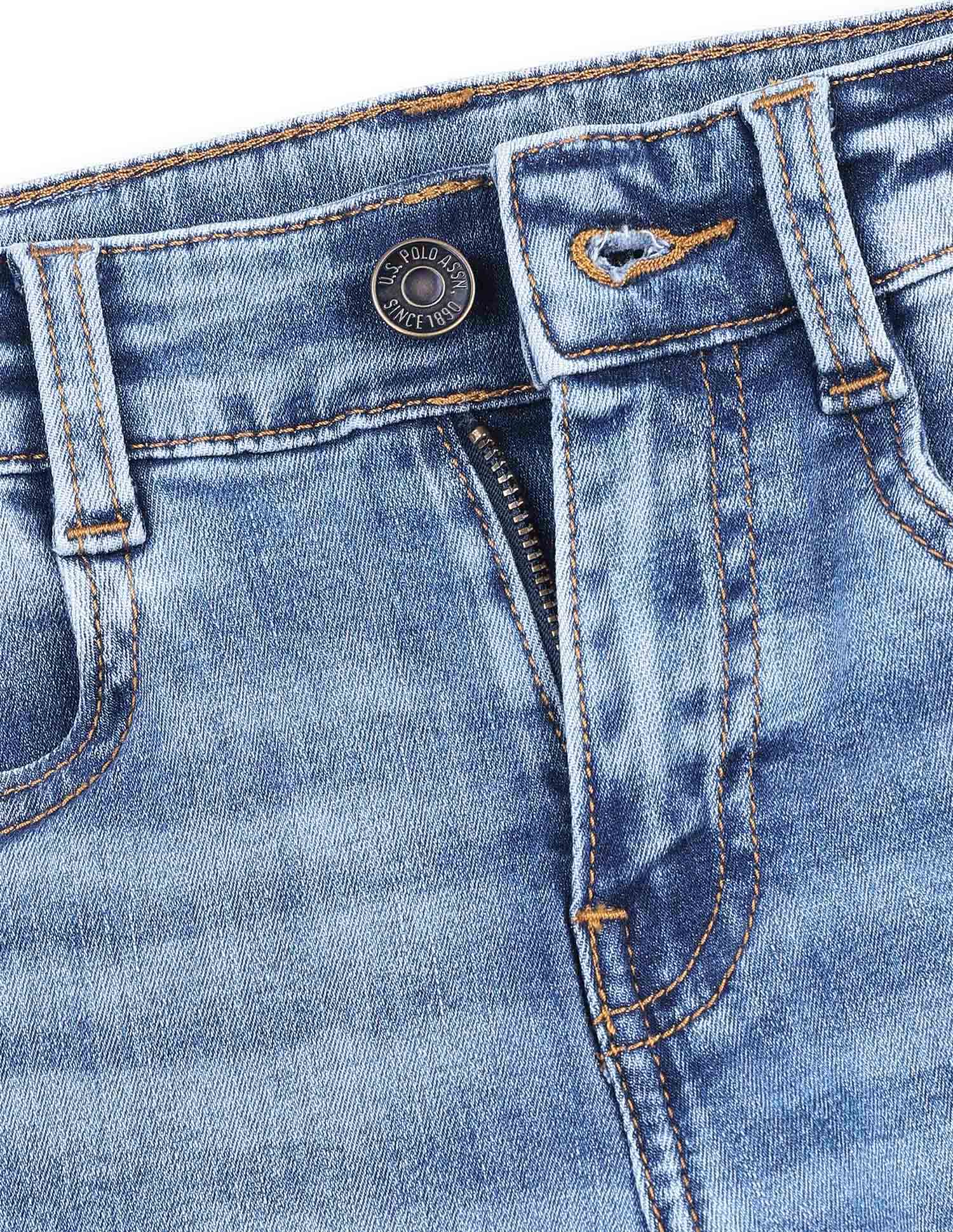 Boys Mid Rise Denim Shorts Light Indigo - U.S. POLO ASSN. | Large