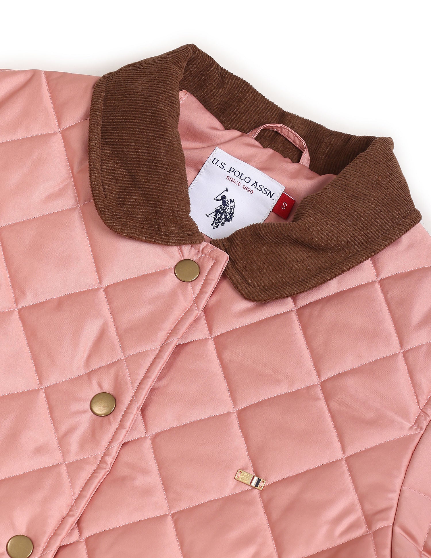 Long Sleeve Solid Quilted Jacket Pink - U.S. Polo Assn. India | Large