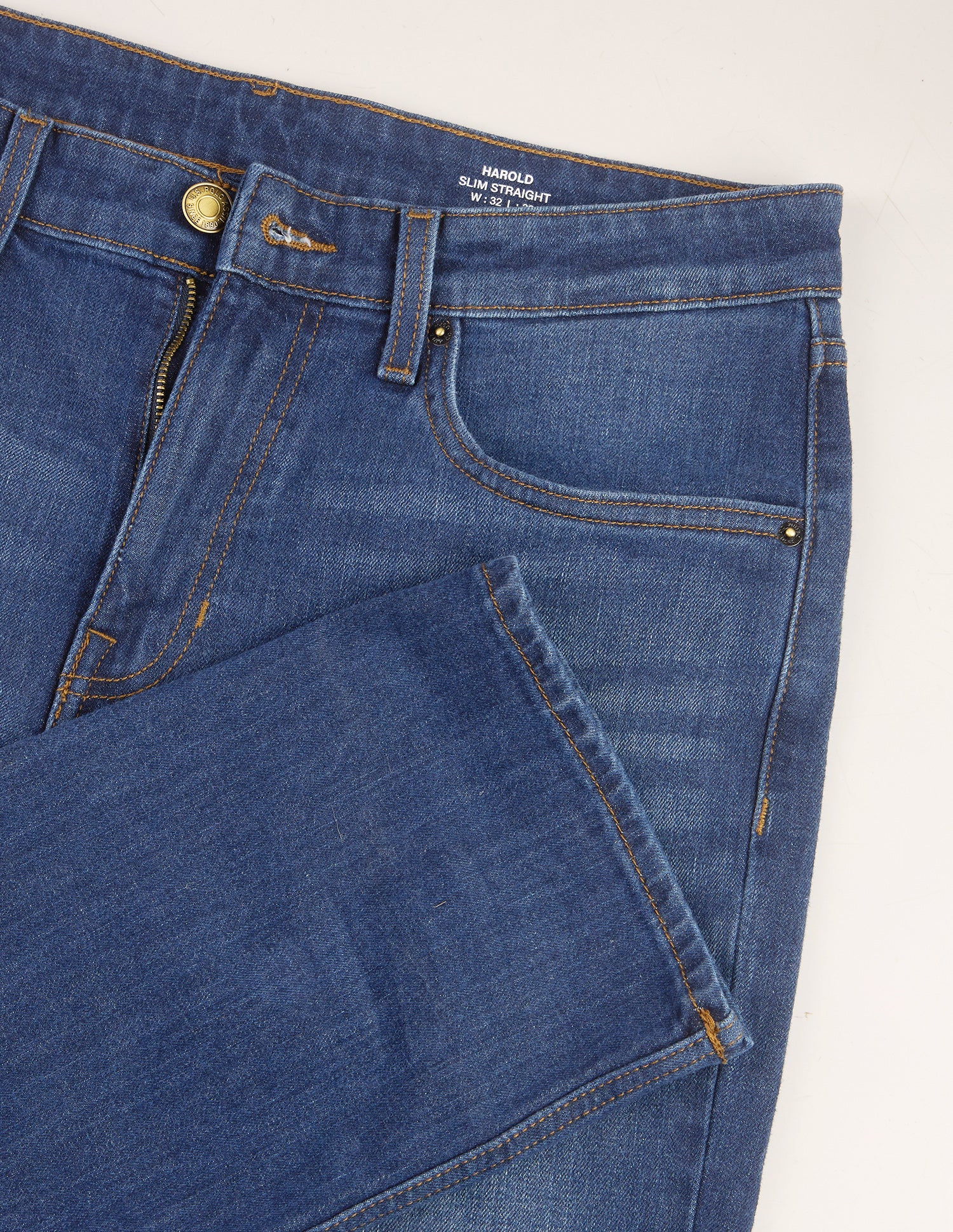 Harold Slim Straight Fit Blue Jeans Mid Blue - U.S. Polo Assn. India | Large