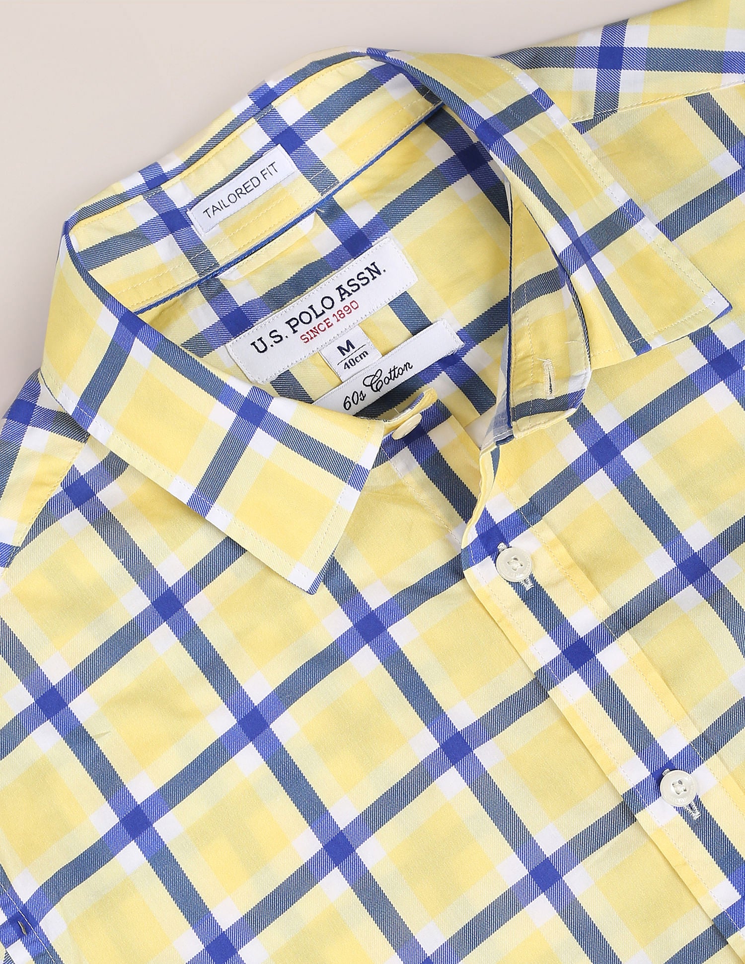 Tartan Check Tailored Regular Fit Shirt Yellow - U.S. Polo Assn. India | Large