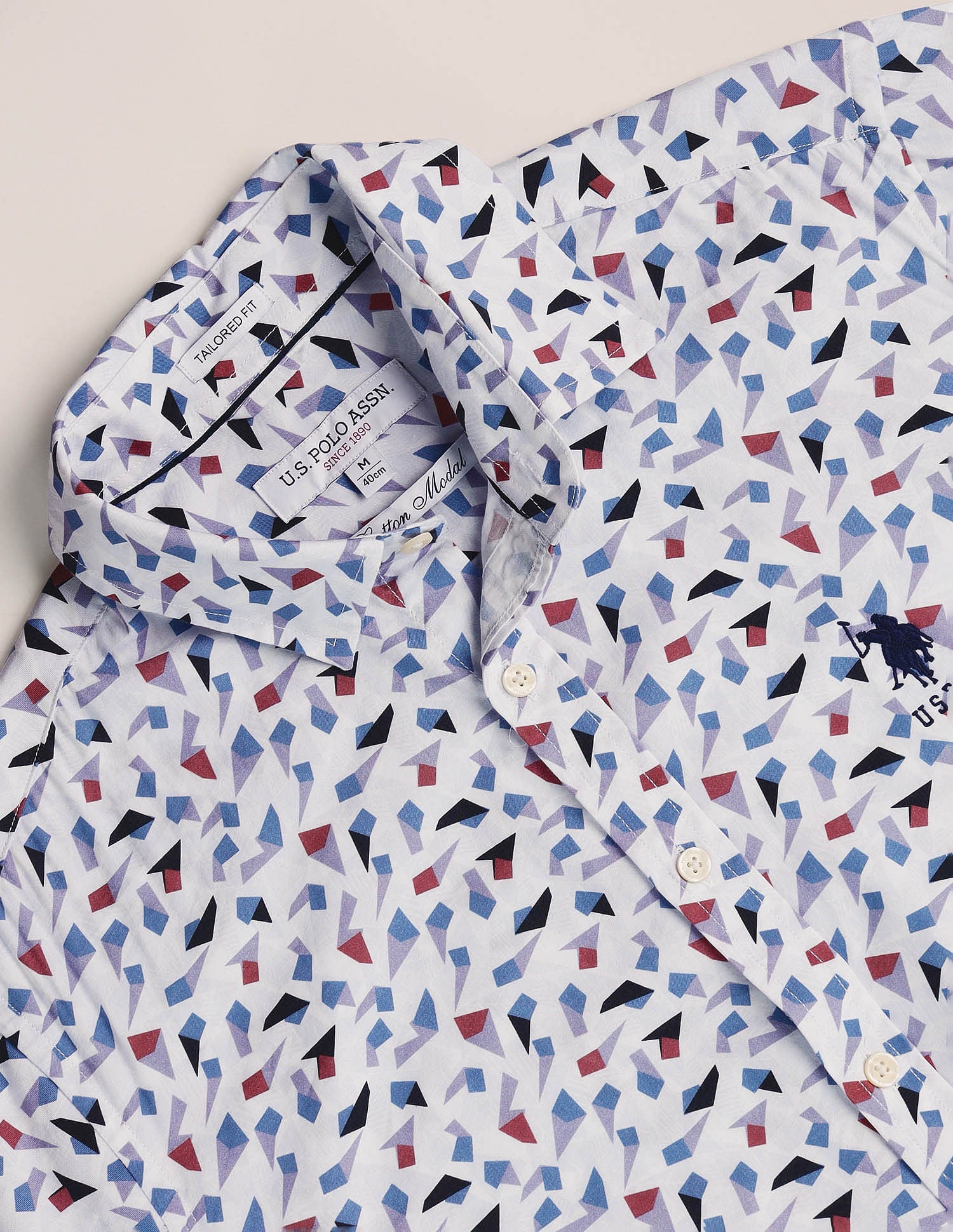 Abstract Print Twill Shirt Blue - U.S. POLO ASSN. | Large