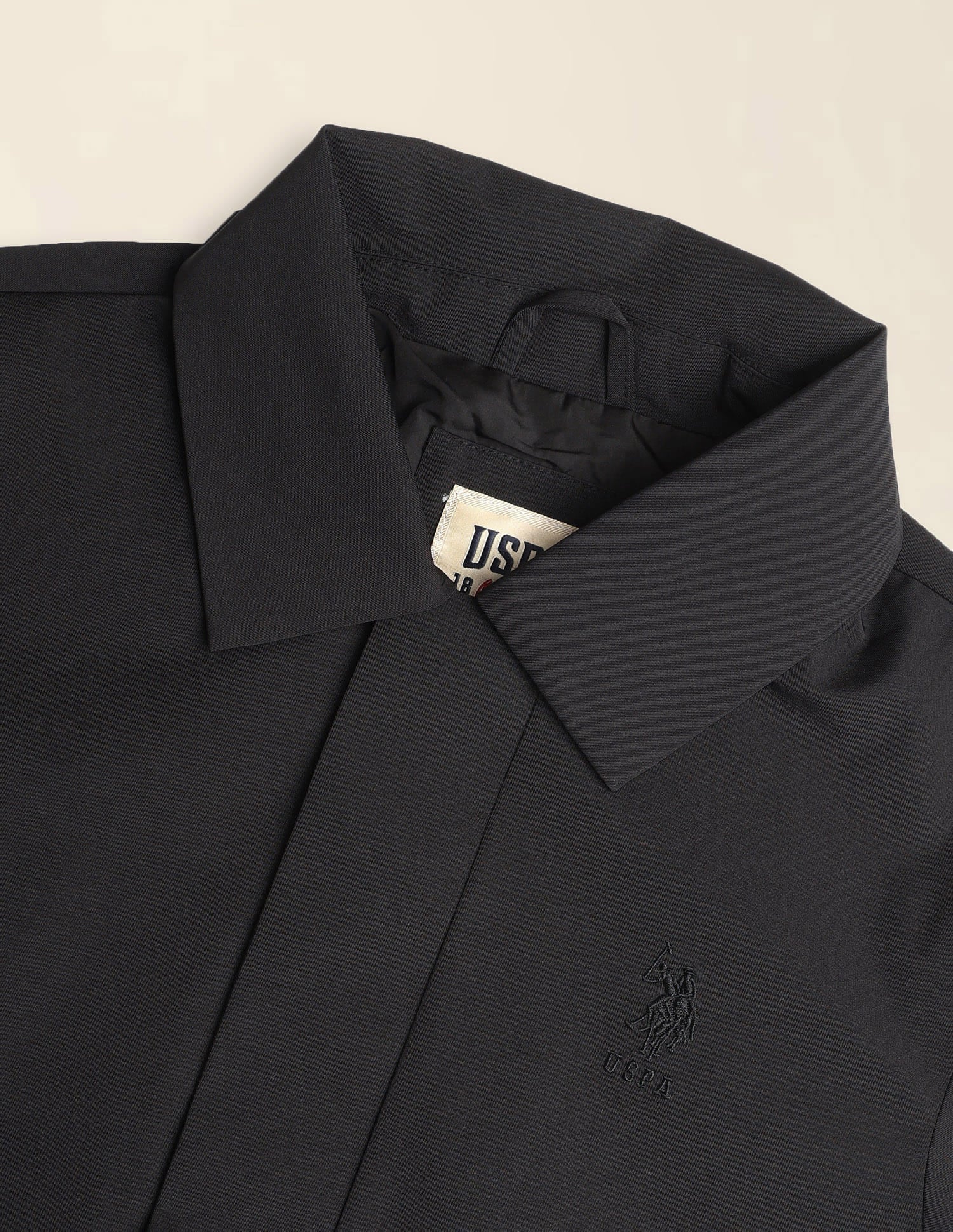 Solid Regular Fit Bomber Jacket Black - U.S. Polo Assn. India | Large