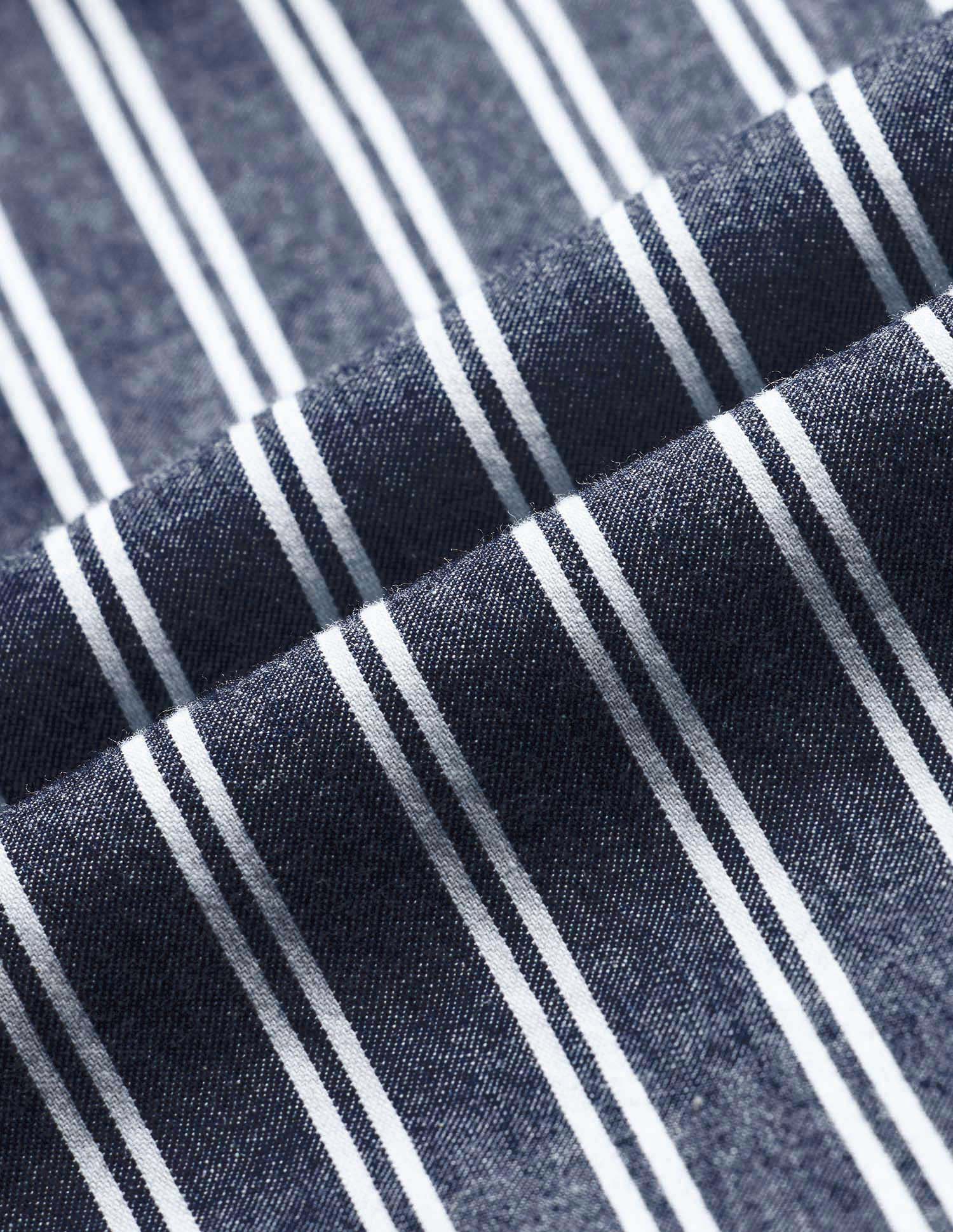 Vertical Striped Pure Cotton Shirt Indigo - U.S. Polo Assn. India | Large