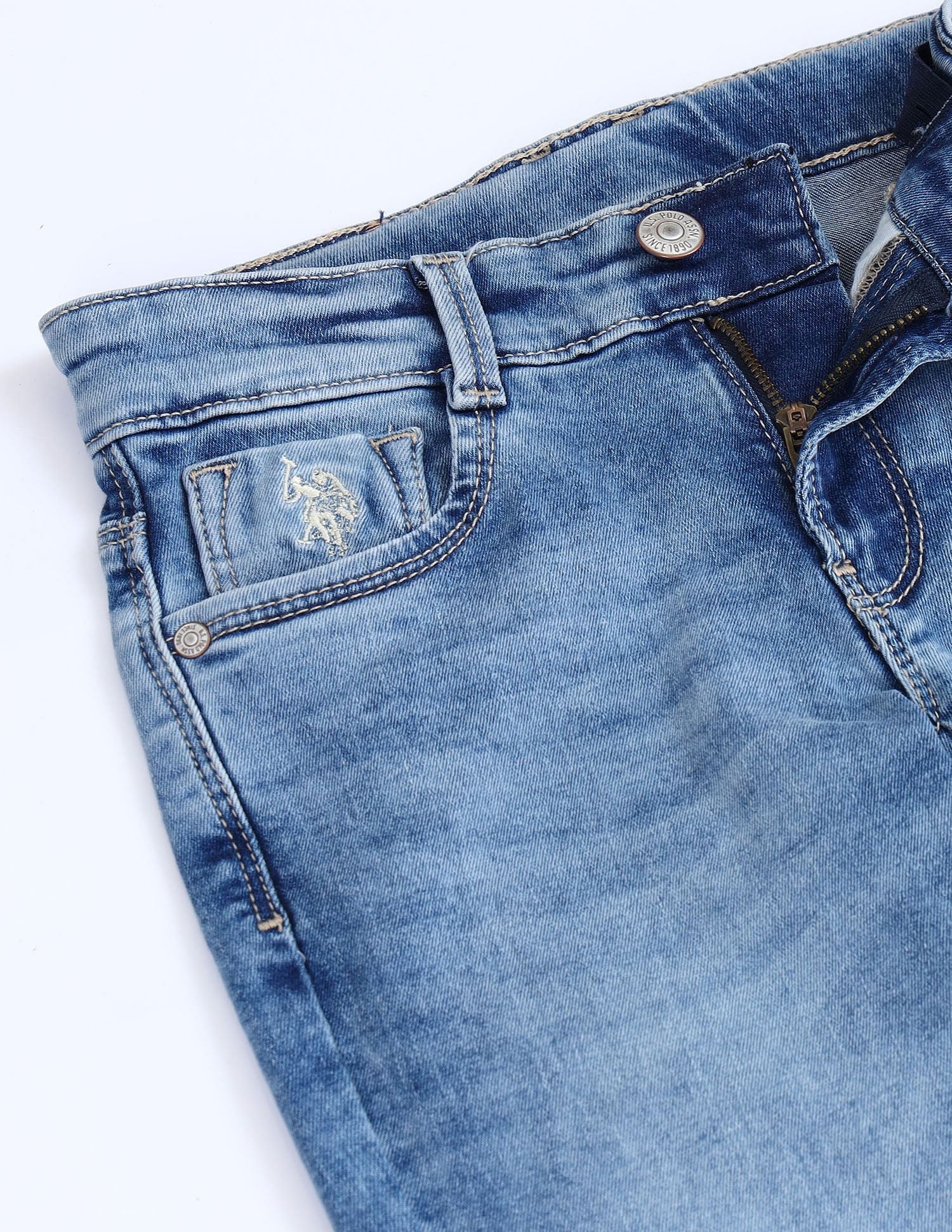 Slim Fit Stone Washed Jeans Light Blue - U.S. POLO ASSN. | Large