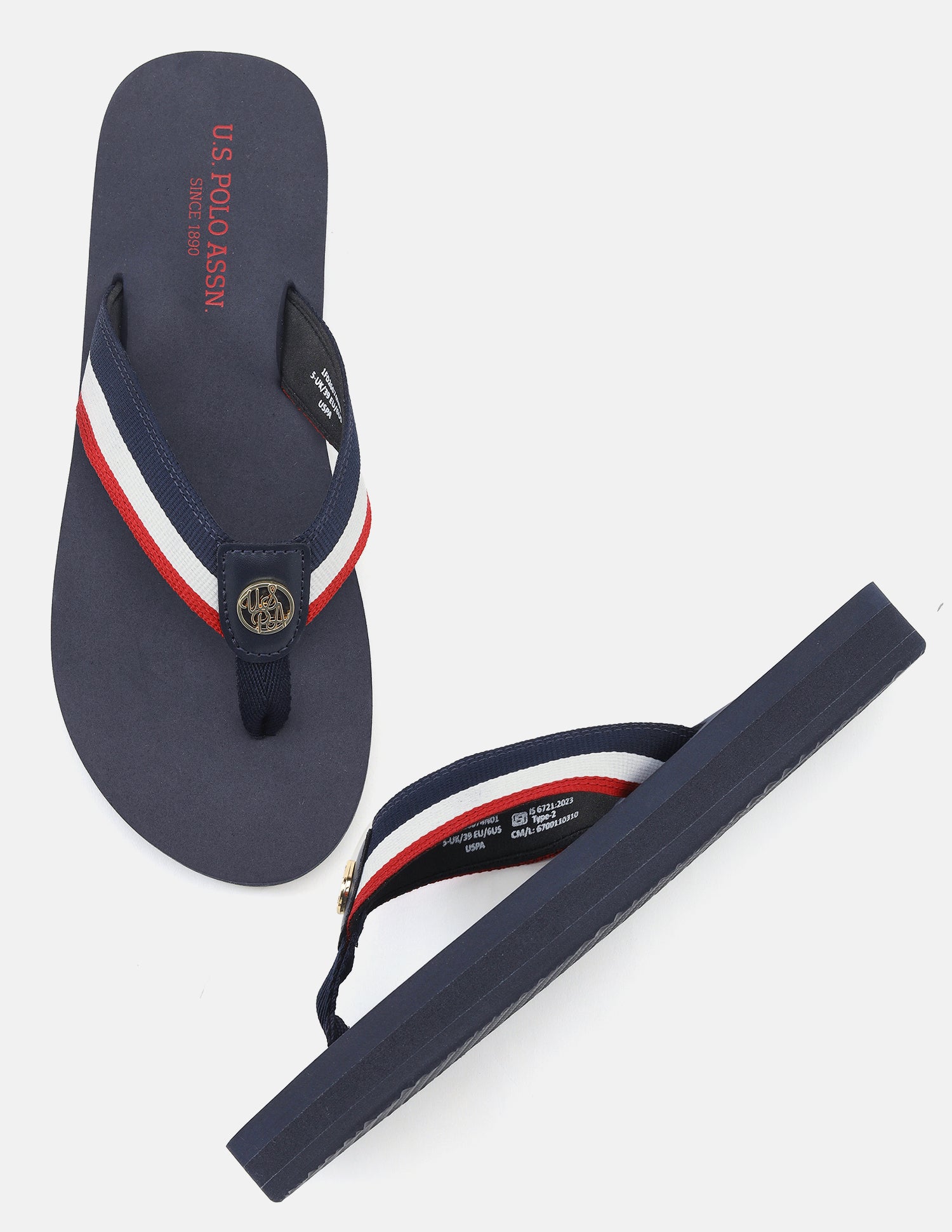 Miyabi Striped Flip Flops Navy - U.S. Polo Assn. India | Large