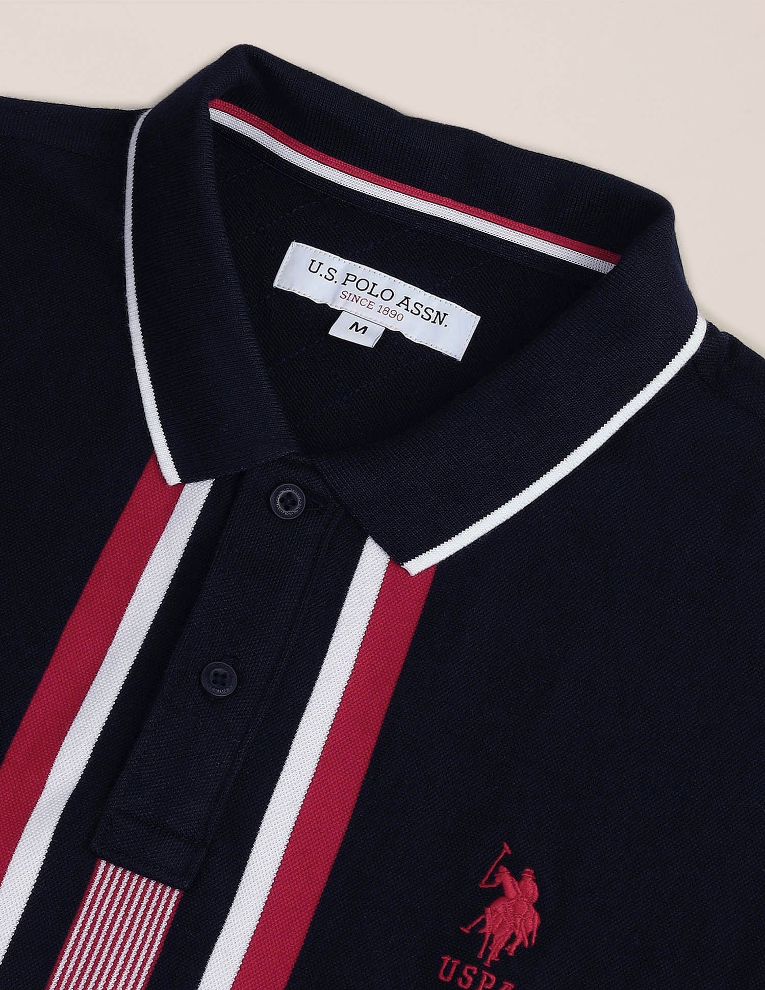 Vertical Stripe Pique Polo Shirt Navy - U.S. Polo Assn. India | Large