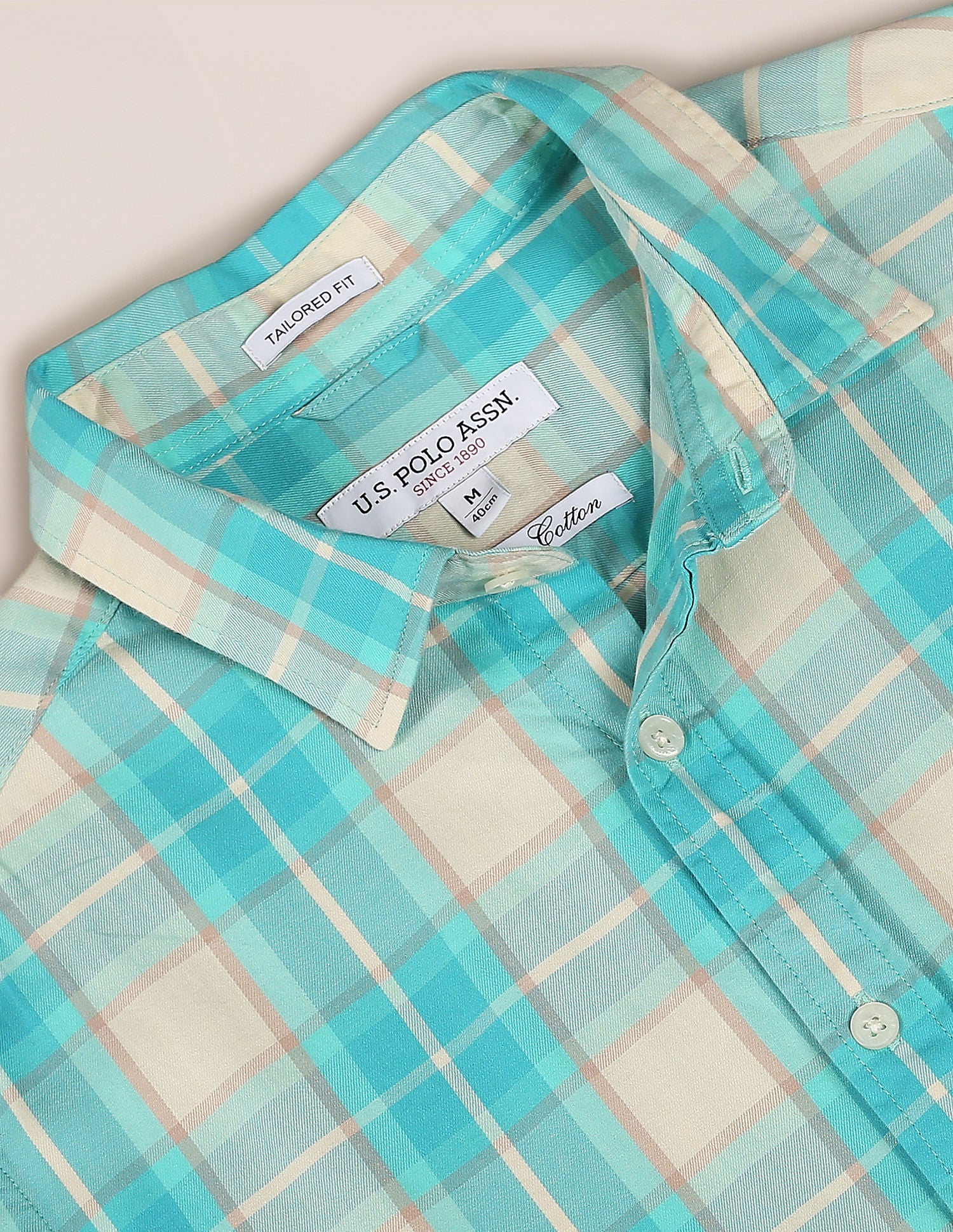Tartan Check Twill Shirt Turquoise - U.S. POLO ASSN. | Large