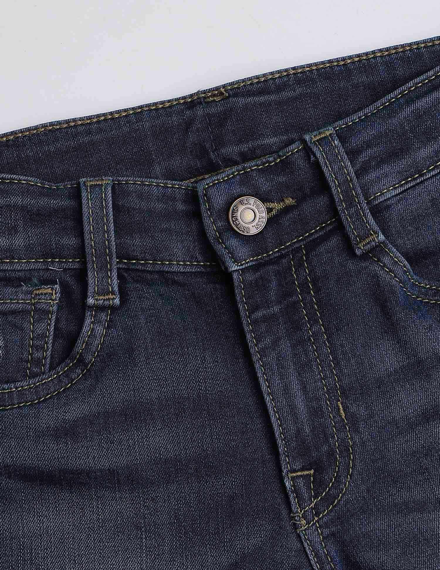 Boys Slim Fit Whiskered Jeans Dark Blue - U.S. Polo Assn. India | Large