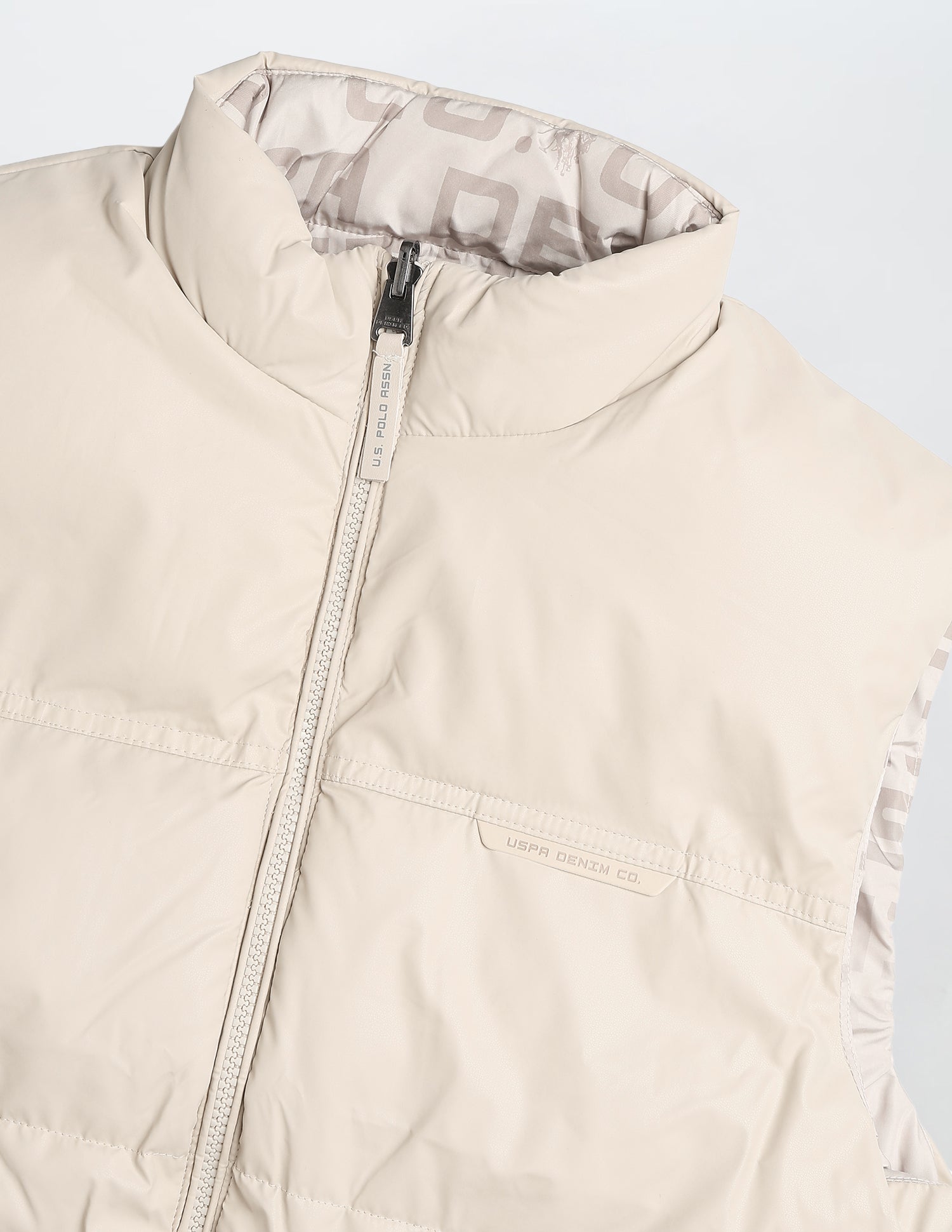 Reversible Brand Printed Puffer Jacket Beige - U.S. Polo Assn. India | Large