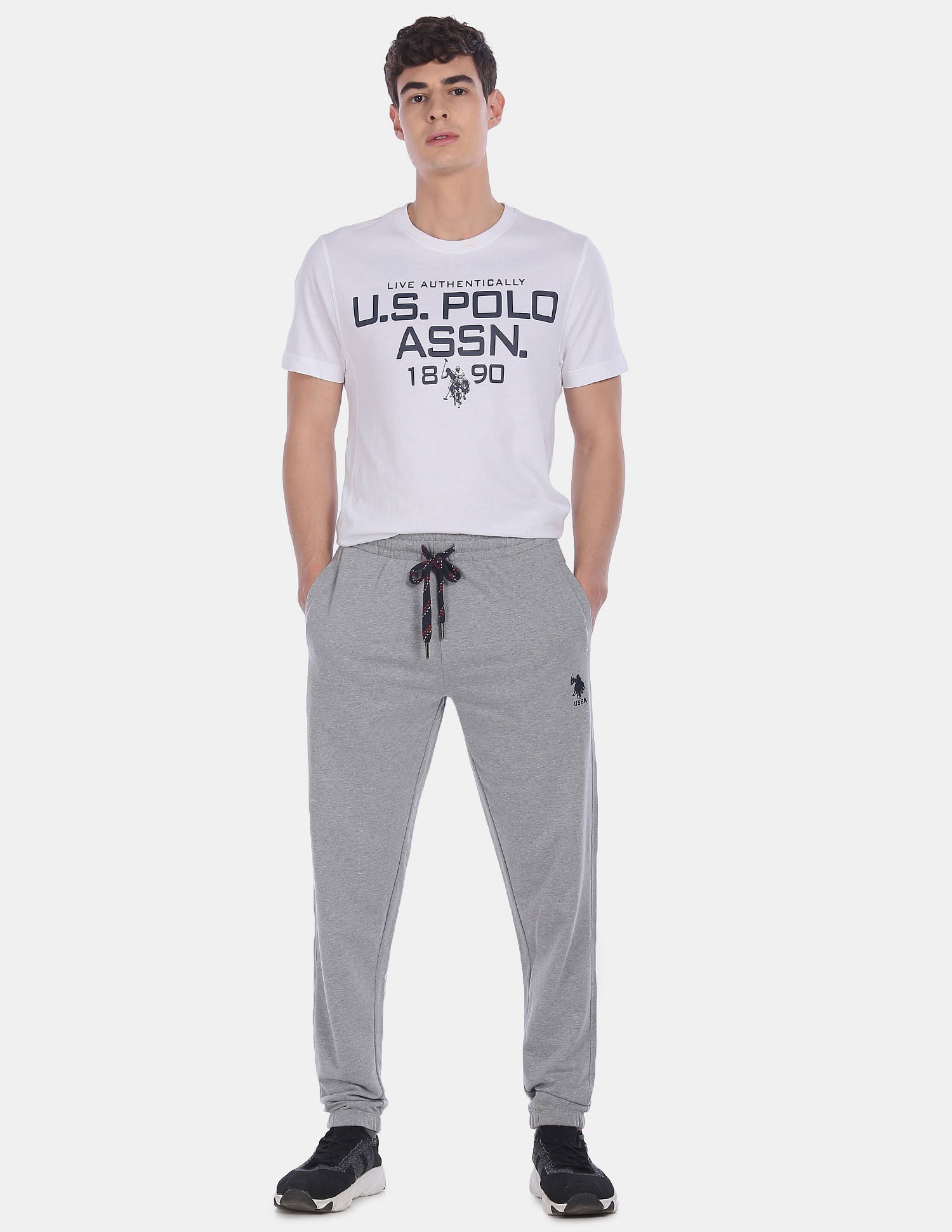 Comfort Fit Solid I674 Joggers - Pack Of 1 Light Grey - U.S. POLO ASSN. | Large