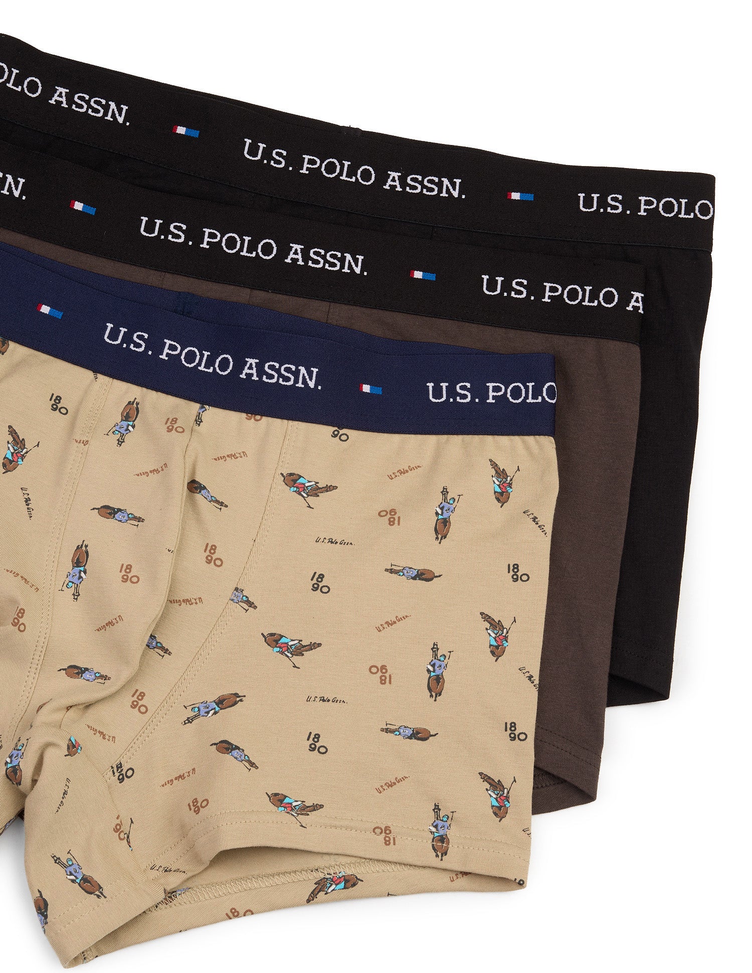 Breathable Cotton Stretch OET25 Trunks - Pack of 3 Navy|Curds|Black - U.S. Polo Assn. India | Large