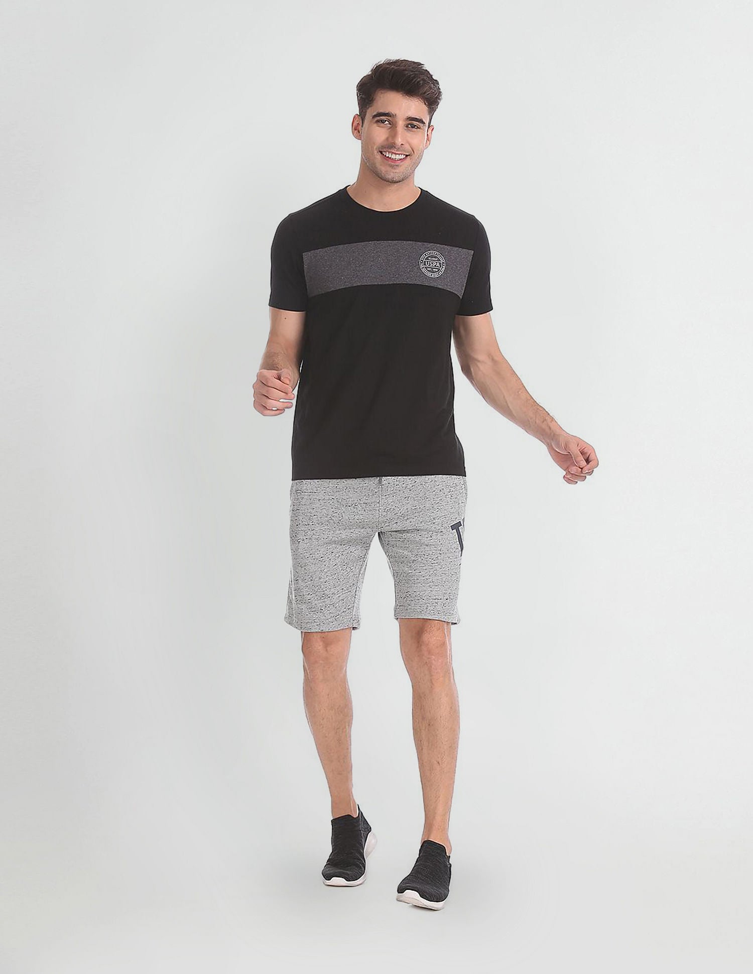 Comfort Fit Mid Rise I676 Shorts - Pack Of 1 Grey - U.S. POLO ASSN. | Large