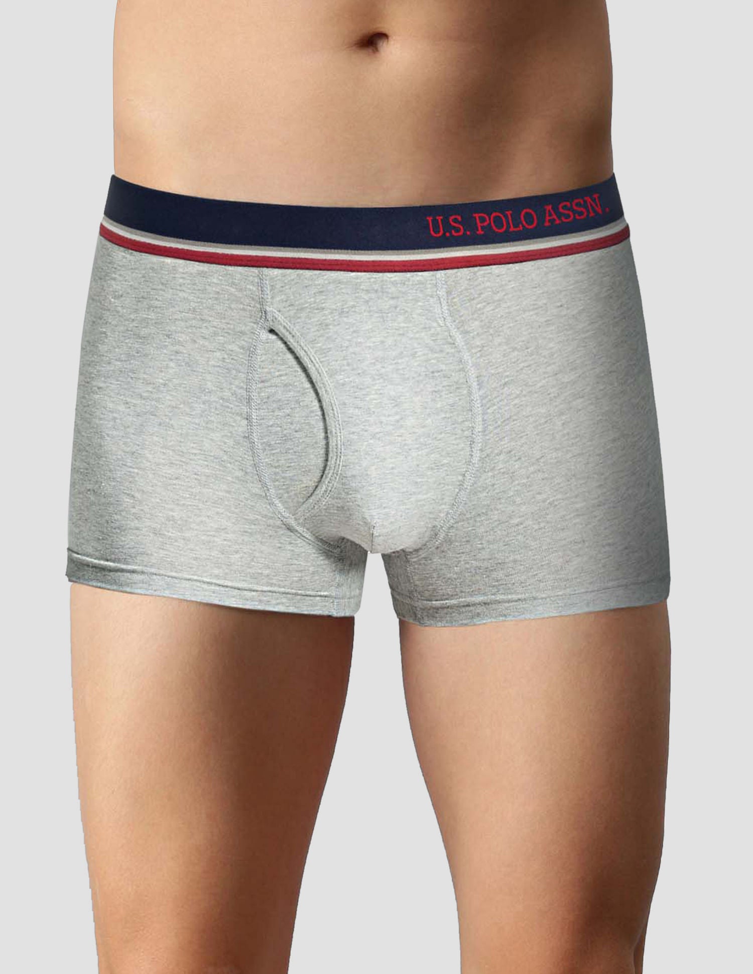 Solid Cotton Spandex I014 Trunks - Pack Of 2 Navy and Grey - U.S. POLO ASSN. | Large
