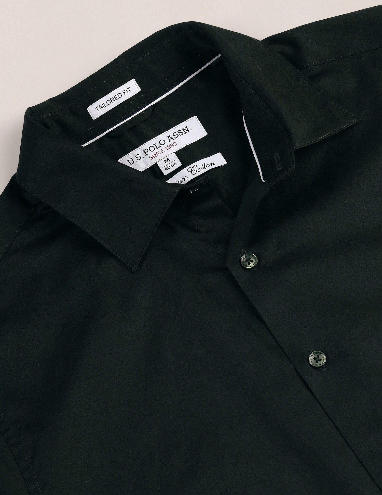 Semi-Cutaway Collar Solid Shirt Green - U.S. Polo Assn. India | Large