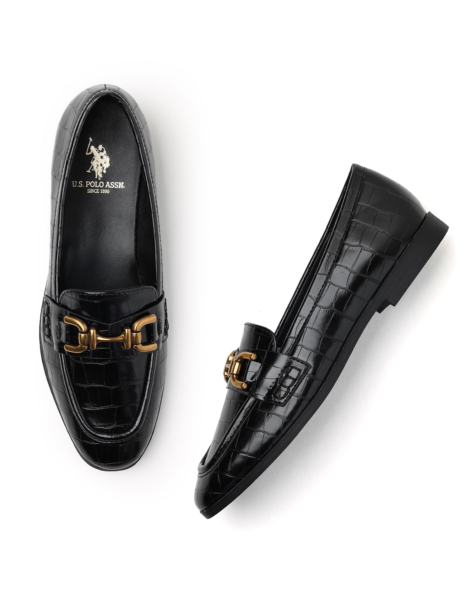 Round Toe Leisure Luna Loafers Black - U.S. POLO ASSN. | Large