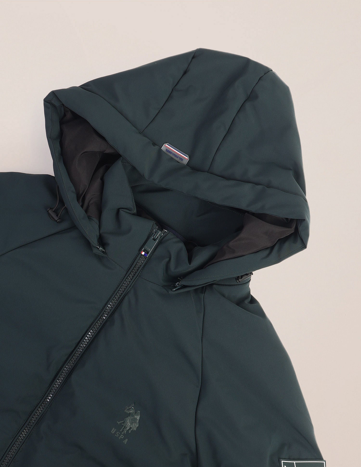 Solid Hooded Puffer Jacket Dark Green - U.S. POLO ASSN. | Large