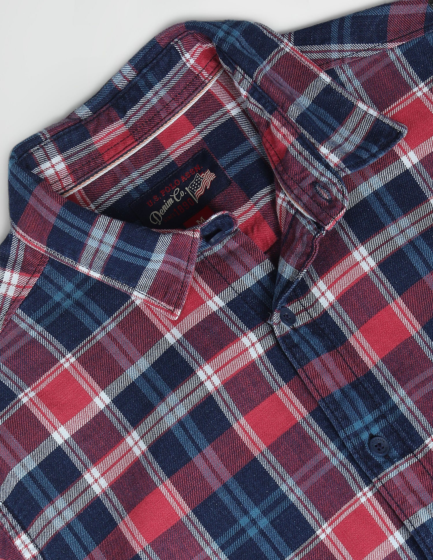 Plaid Check Slim Shirt Red and Navy - U.S. Polo Assn. India | Large