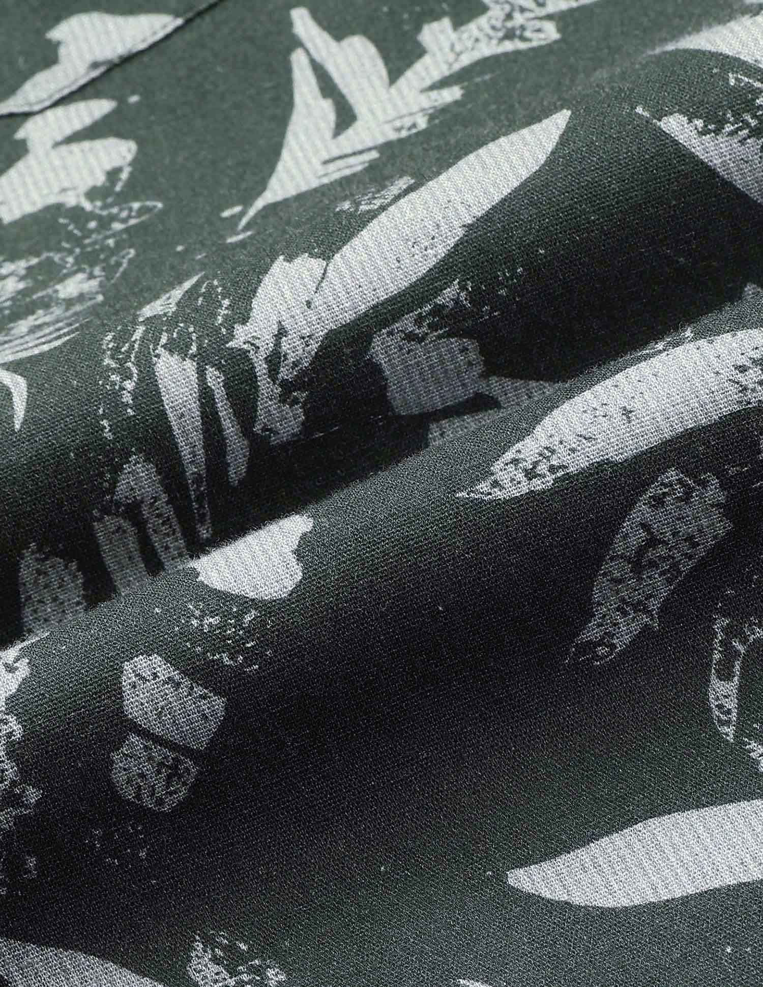 Tailored Fit Tropical Printed Shirt Dark Green - U.S. Polo Assn. India | Large